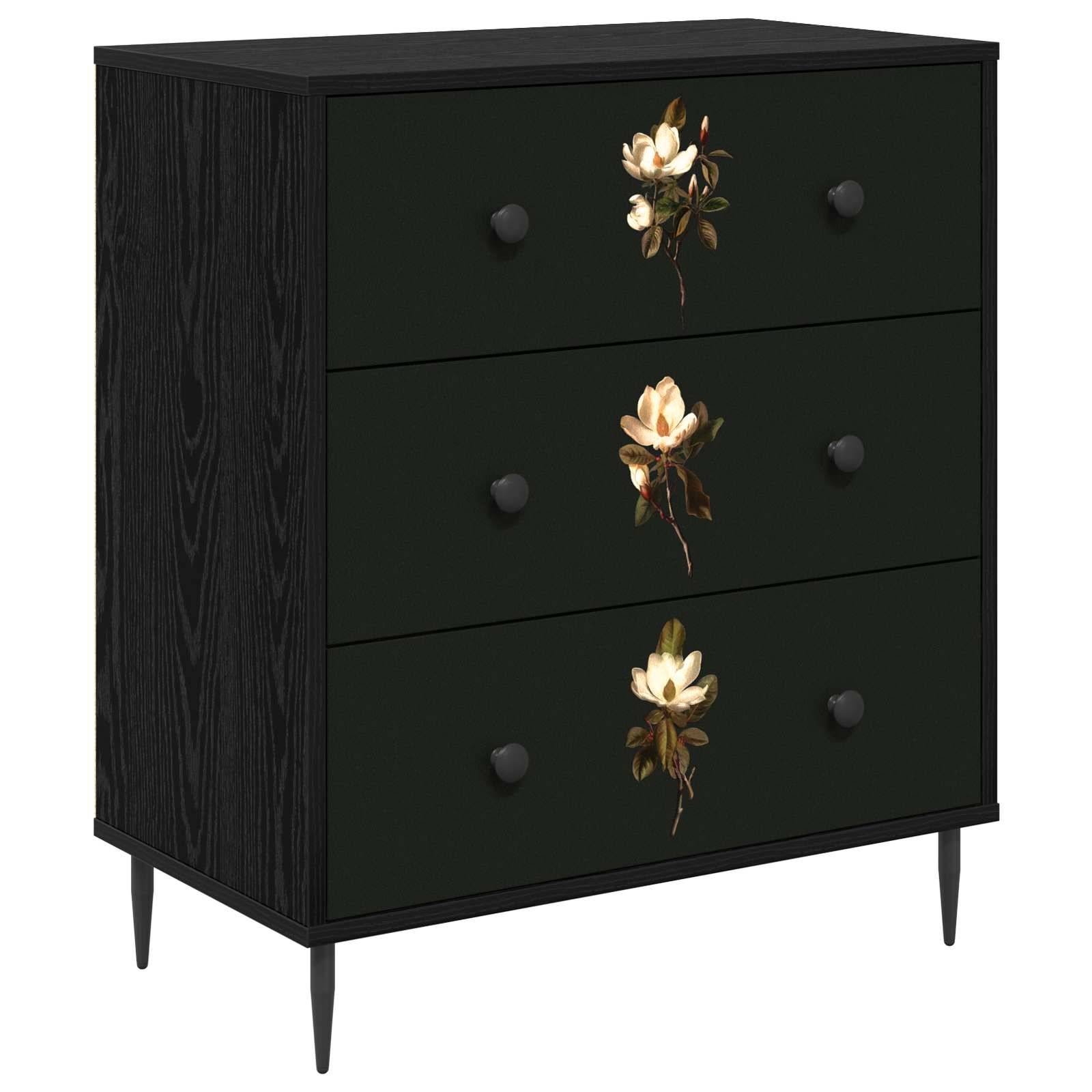 vidaXL Kommode BREMEN Magnolienmuster 66 x 36,5 x 76 cm Holzwerkstoff