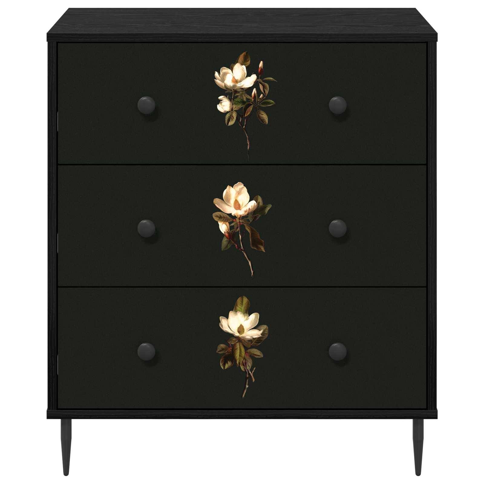 vidaXL Kommode BREMEN Magnolienmuster 66 x 36,5 x 76 cm Holzwerkstoff