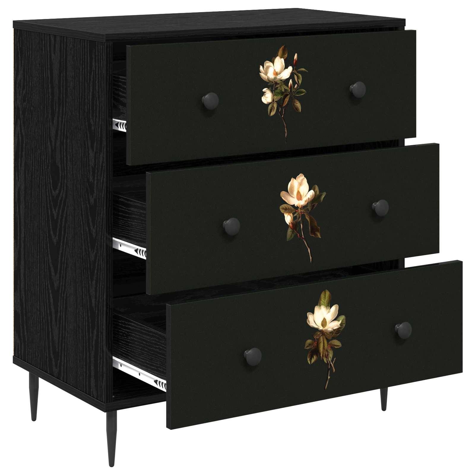 vidaXL Kommode BREMEN Magnolienmuster 66 x 36,5 x 76 cm Holzwerkstoff