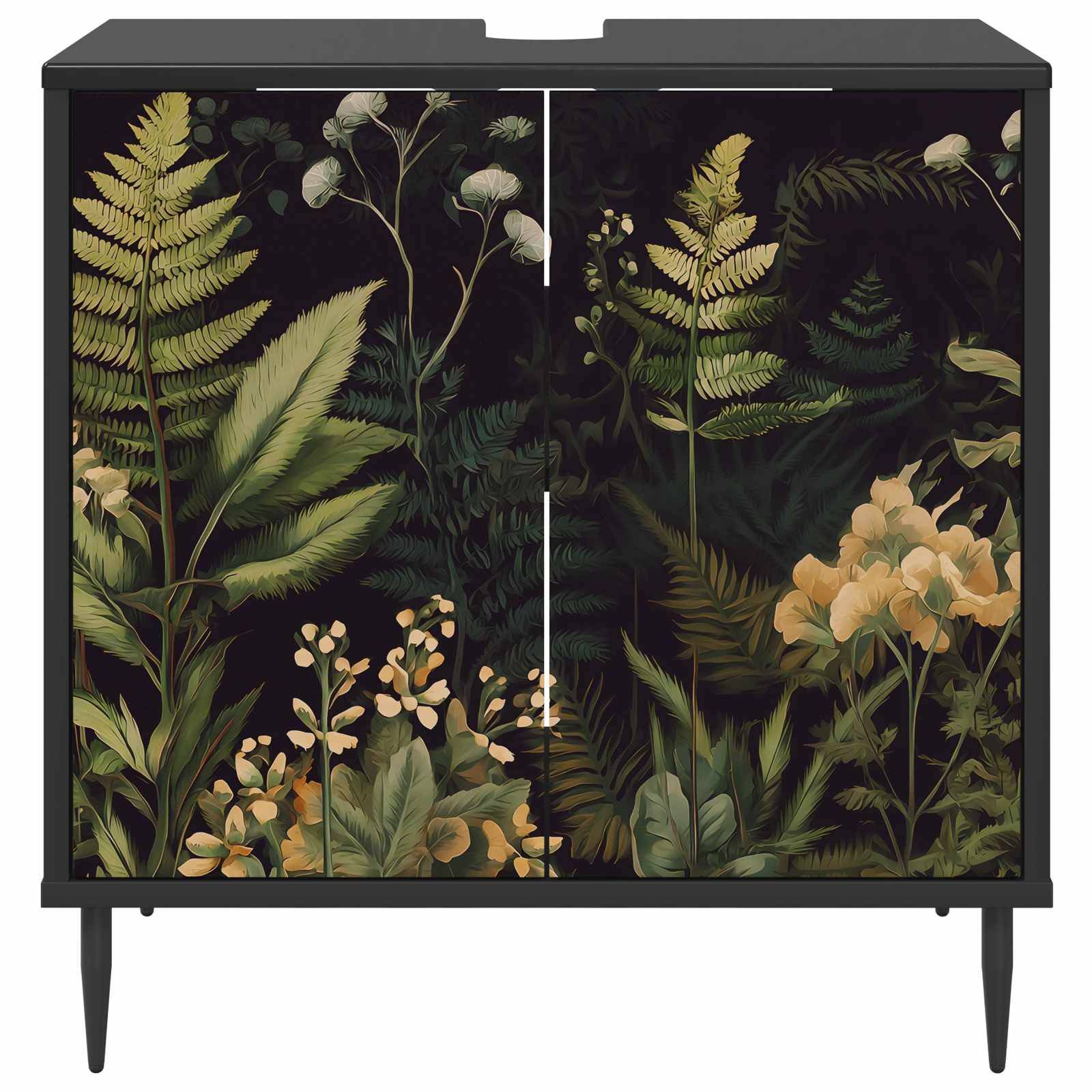 vidaXL Badezimmerschrank RHENEN Schwarz Eichen-Optik 60 x 40 x 61 cm