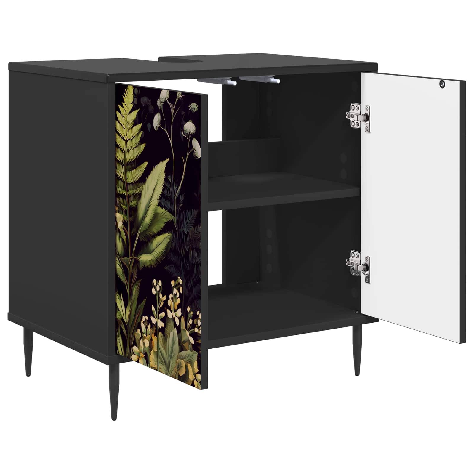 vidaXL Badezimmerschrank RHENEN Schwarz Eichen-Optik 60 x 40 x 61 cm