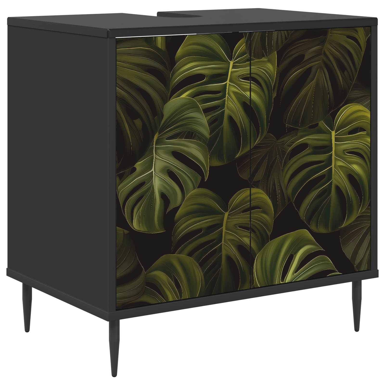 vidaXL Badezimmerschrank ELBURG Schwarz Eichen-Optik 60 x 40 x 61 cm