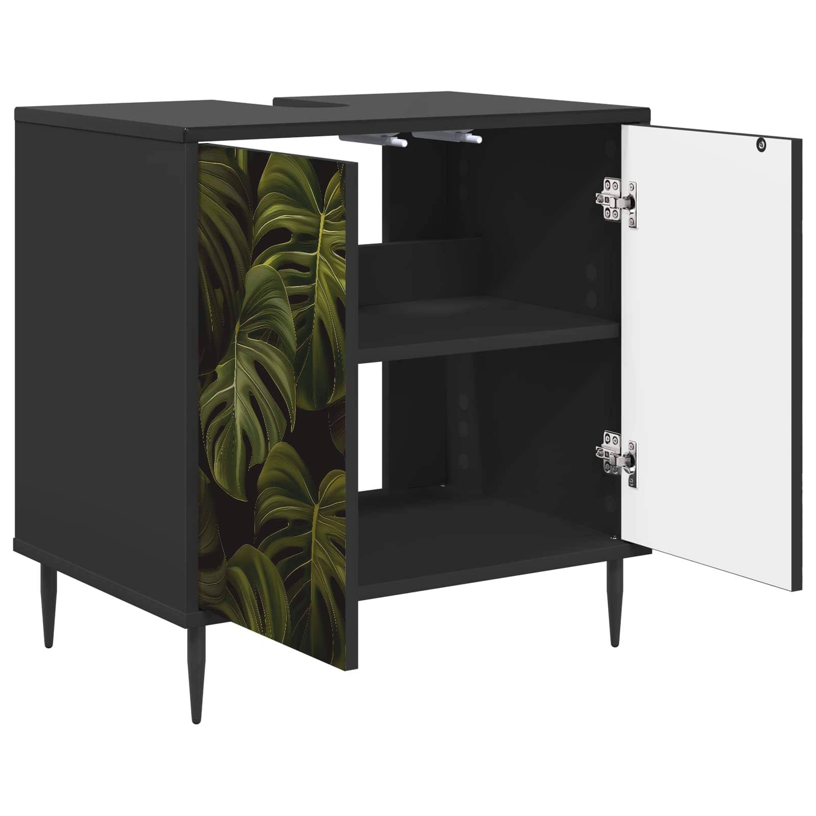 vidaXL Badezimmerschrank ELBURG Schwarz Eichen-Optik 60 x 40 x 61 cm