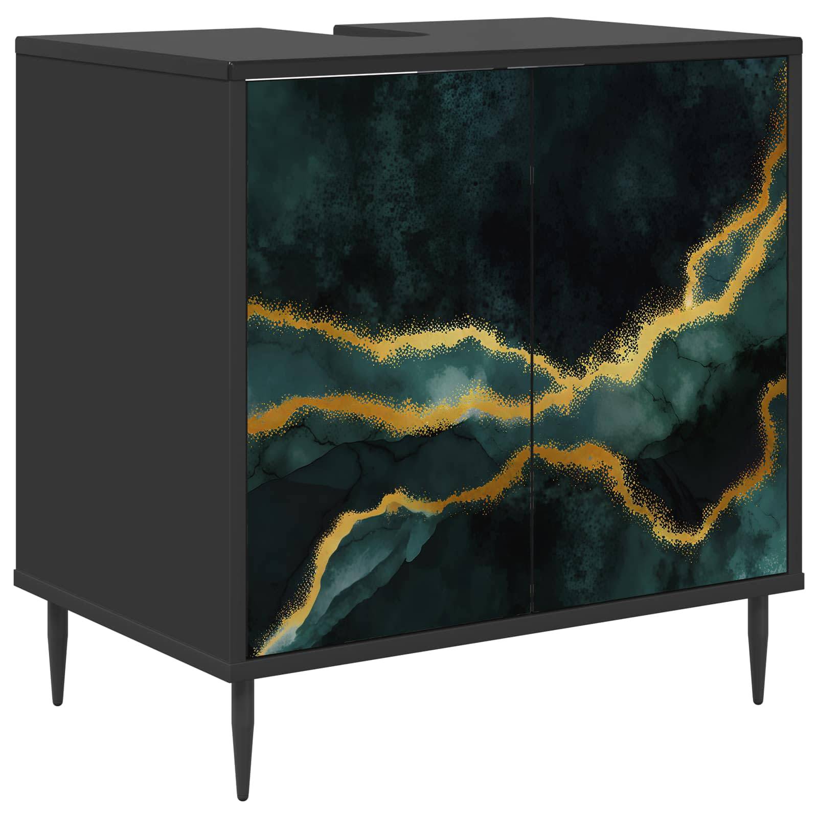 vidaXL Badezimmerschrank WIJHE Schwarz Eichen-Optik 60 x 40 x 61 cm