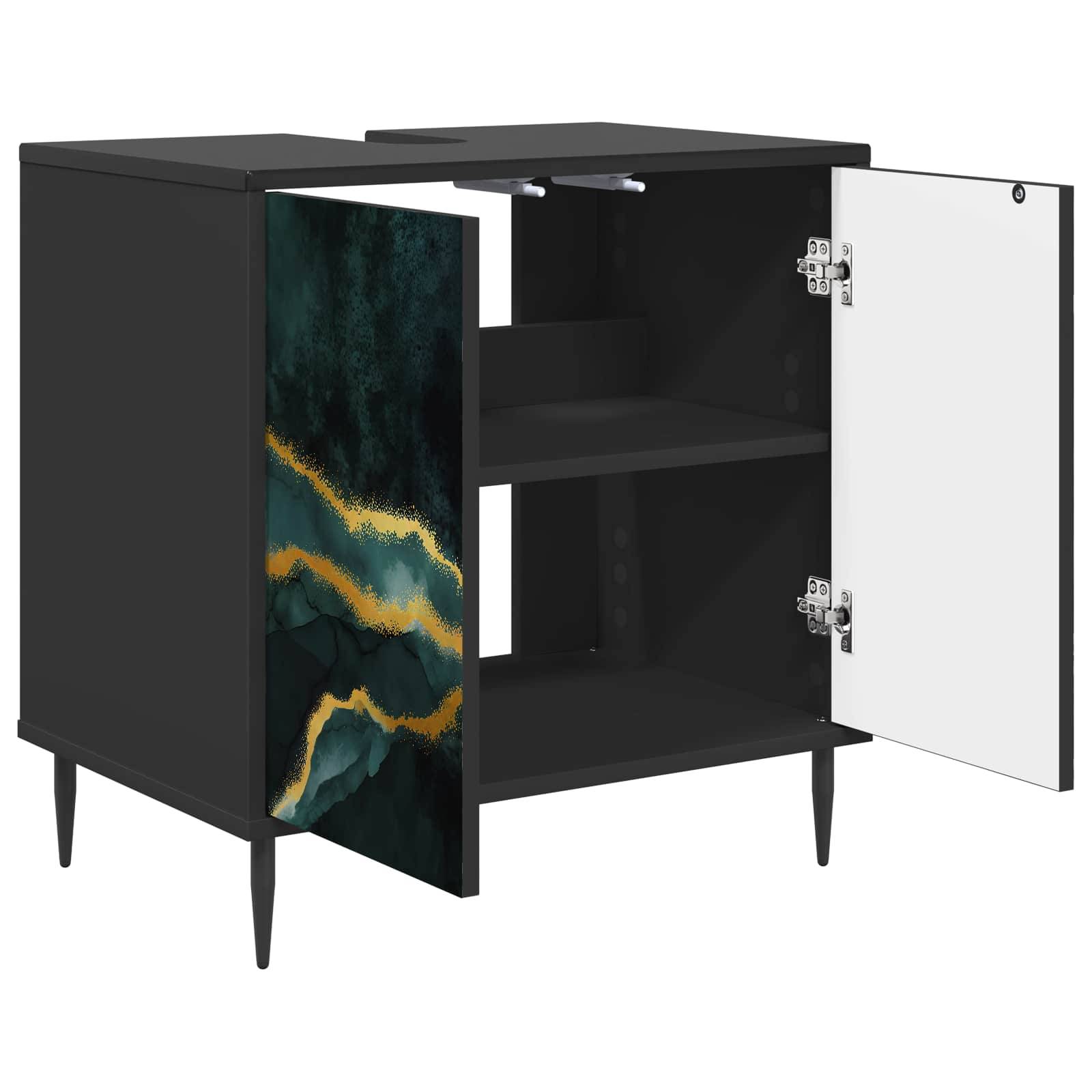 vidaXL Badezimmerschrank WIJHE Schwarz Eichen-Optik 60 x 40 x 61 cm