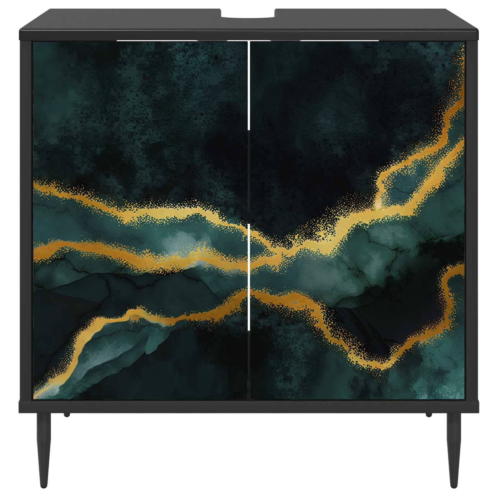 vidaXL Badezimmerschrank WIJHE Schwarz Eichen-Optik 60 x 40 x 61 cm