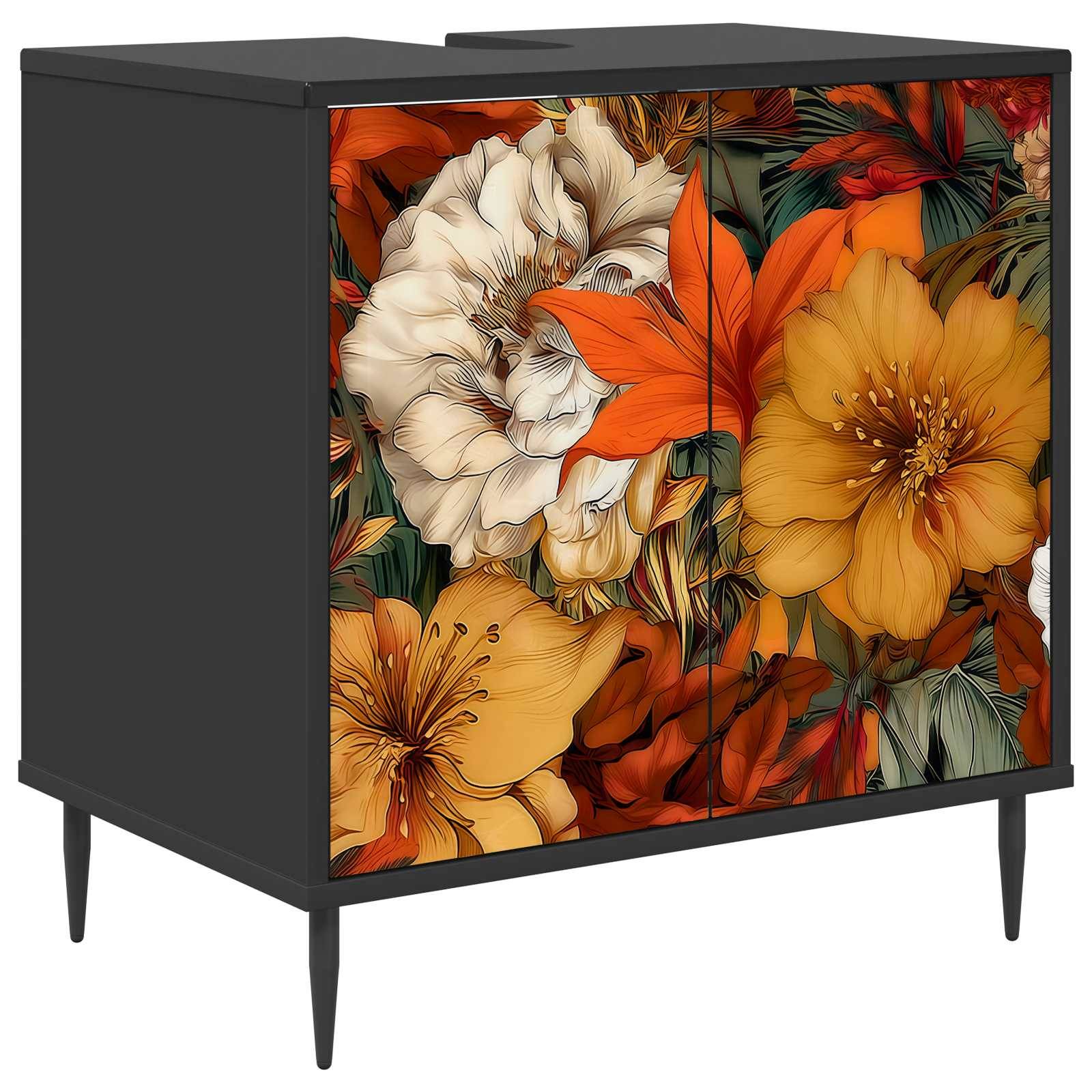 vidaXL Badezimmerschrank GENNEP Schwarz Eichen-Optik 60 x 40 x 61 cm