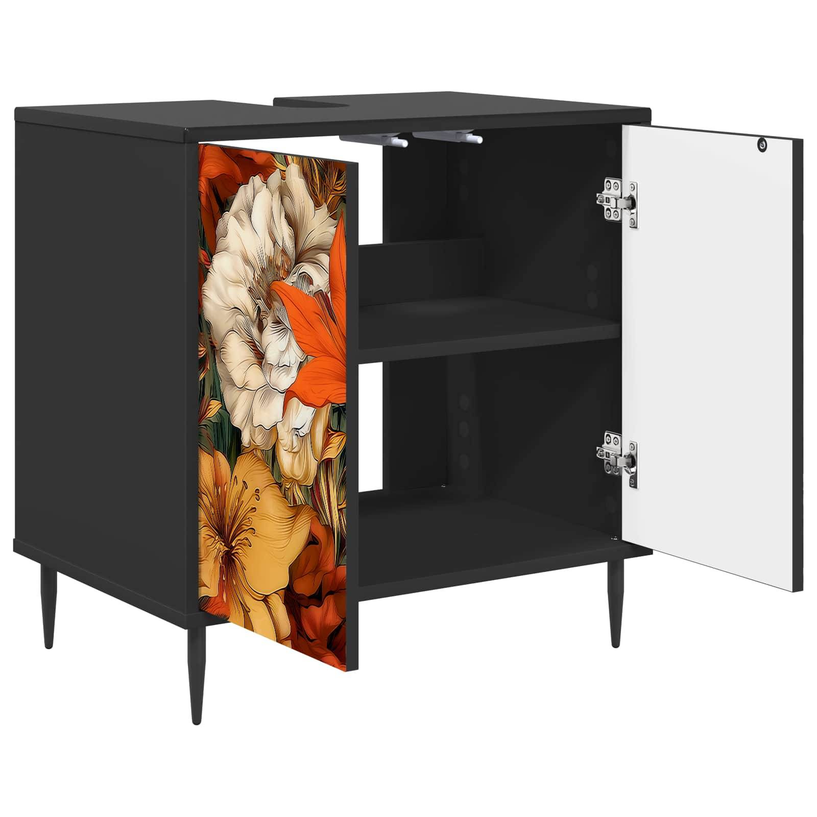 vidaXL Badezimmerschrank GENNEP Schwarz Eichen-Optik 60 x 40 x 61 cm