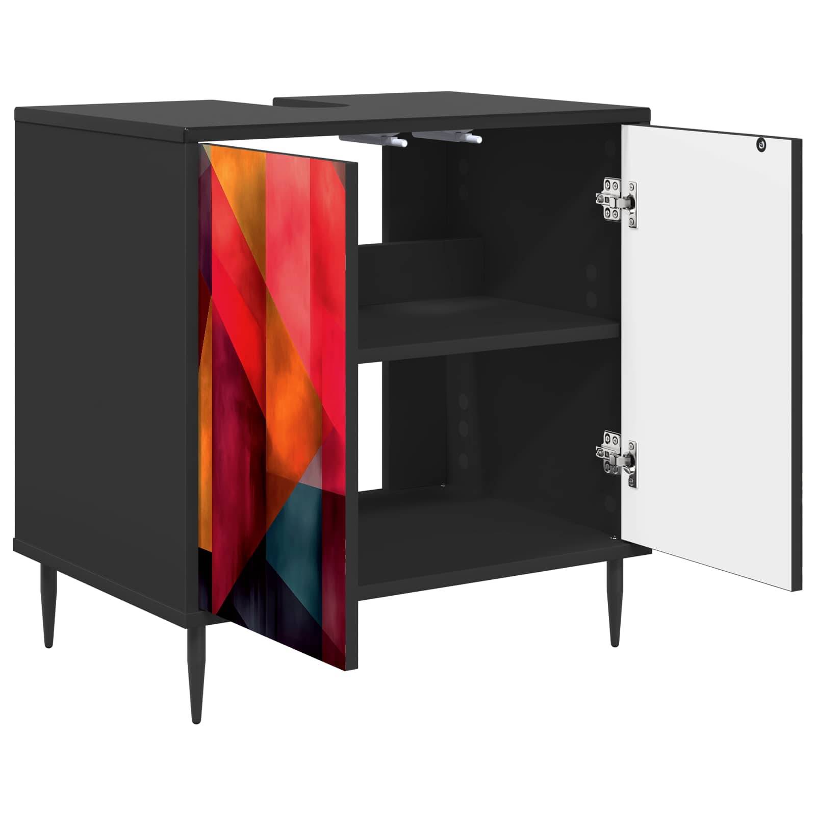 vidaXL Badezimmerschrank HEESCH Schwarz Eichen-Optik 60 x 40 x 61 cm
