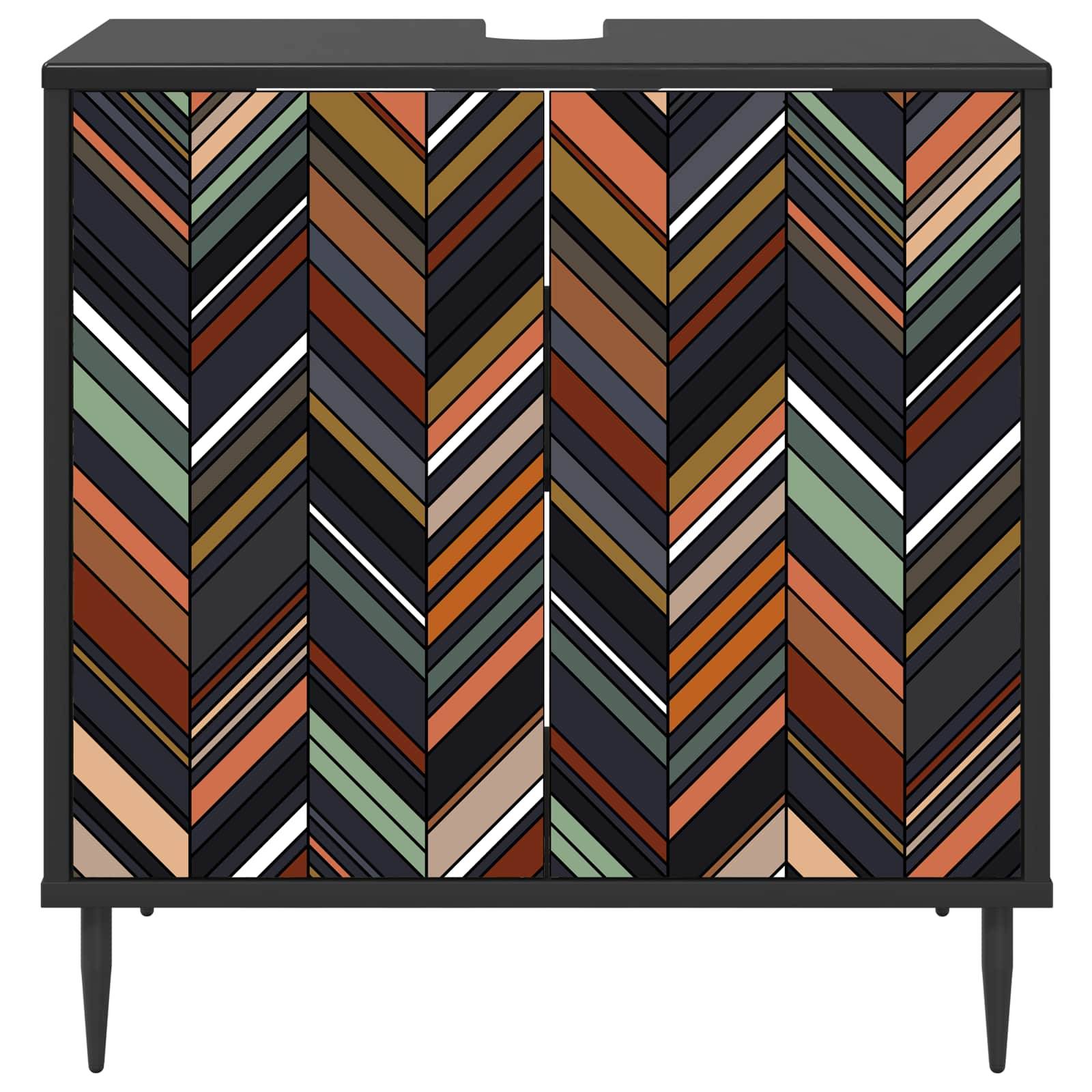 vidaXL Badezimmerschrank OMMEN Schwarz Eichen-Optik 60 x 40 x 61 cm