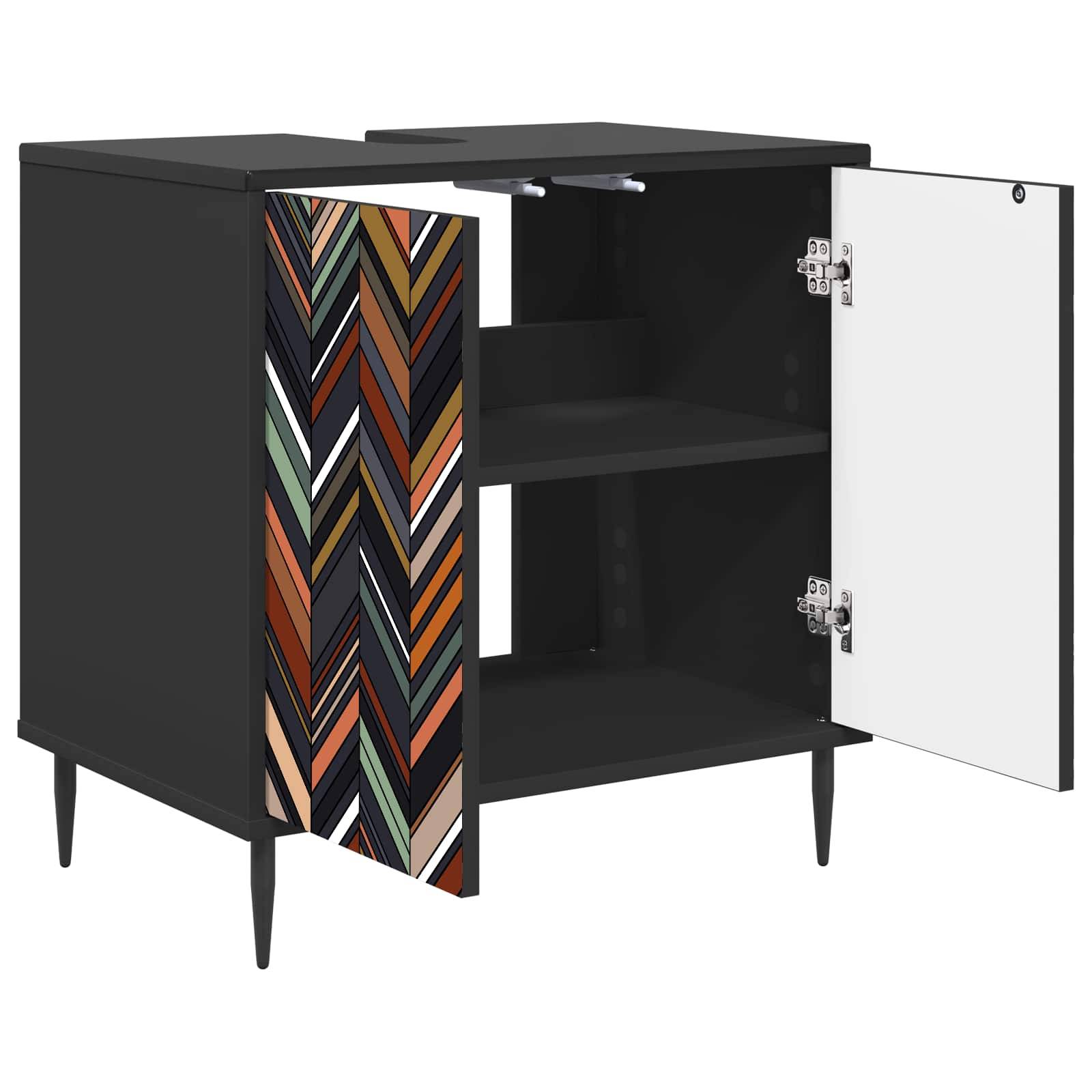 vidaXL Badezimmerschrank OMMEN Schwarz Eichen-Optik 60 x 40 x 61 cm