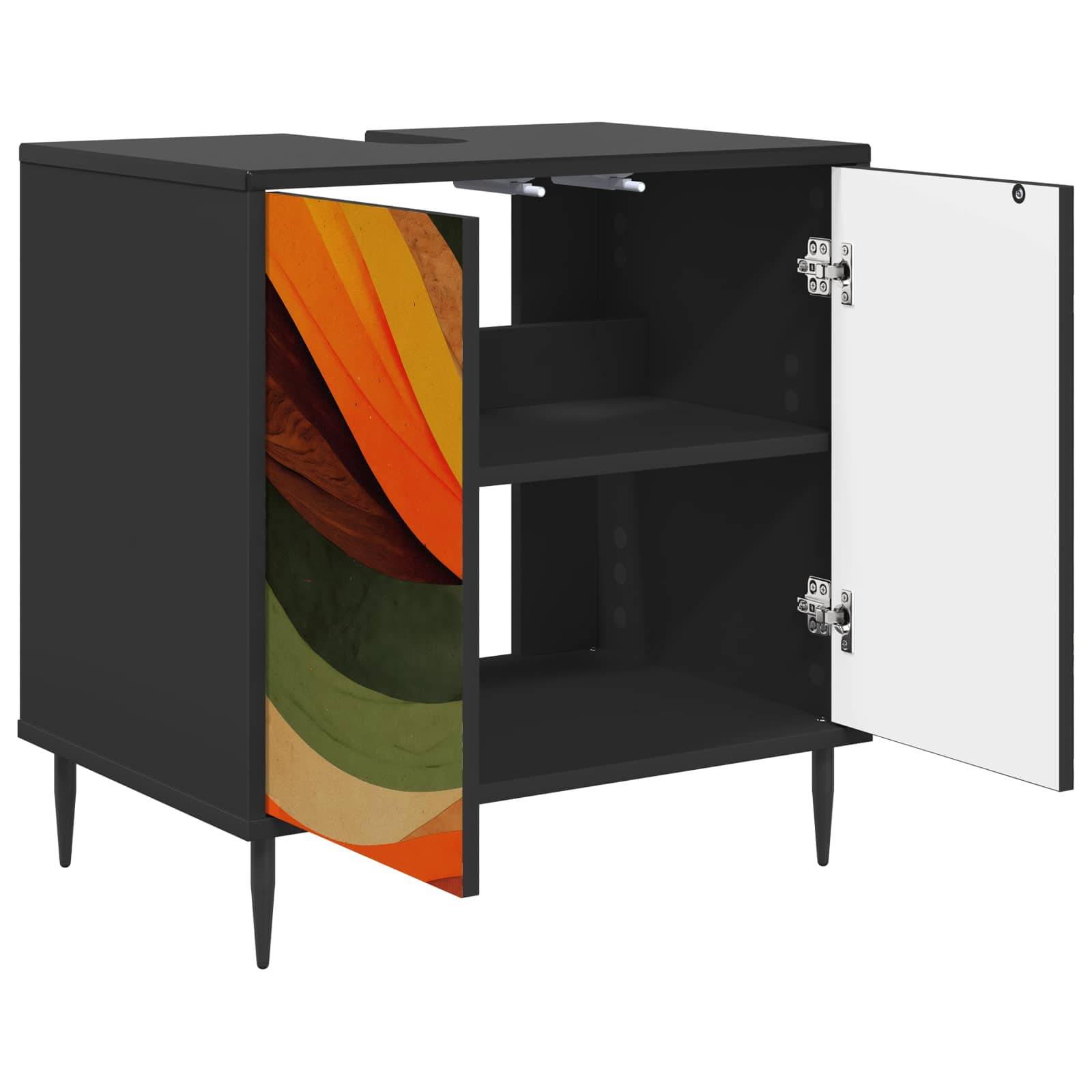 vidaXL Badezimmerschrank BONN Schwarz Eichen-Optik 60 x 40 x 61 cm