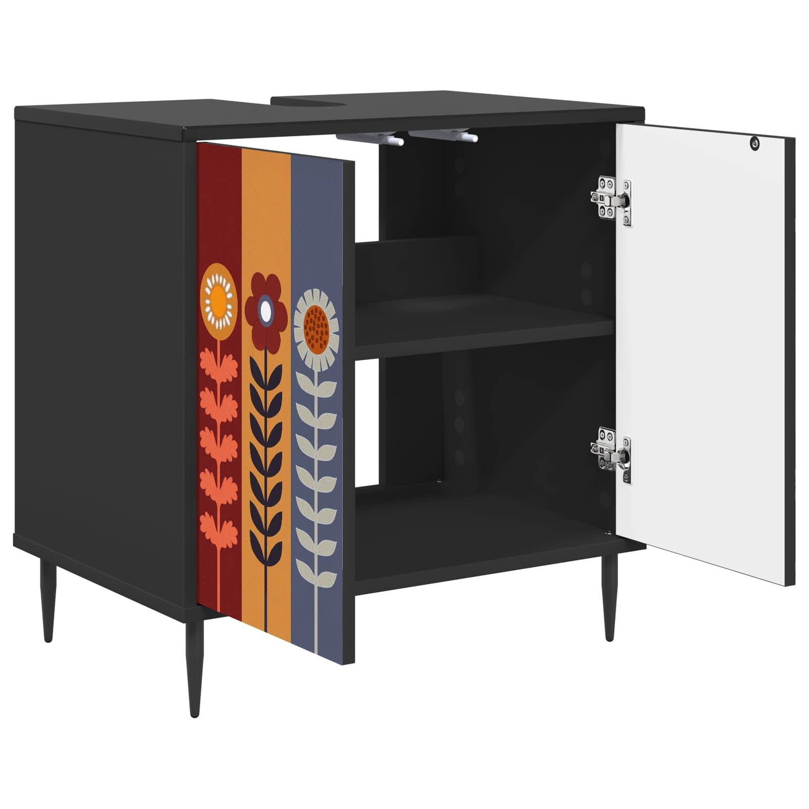 vidaXL Badezimmerschrank ESSEN Schwarz Eichen-Optik 60 x 40 x 61 cm
