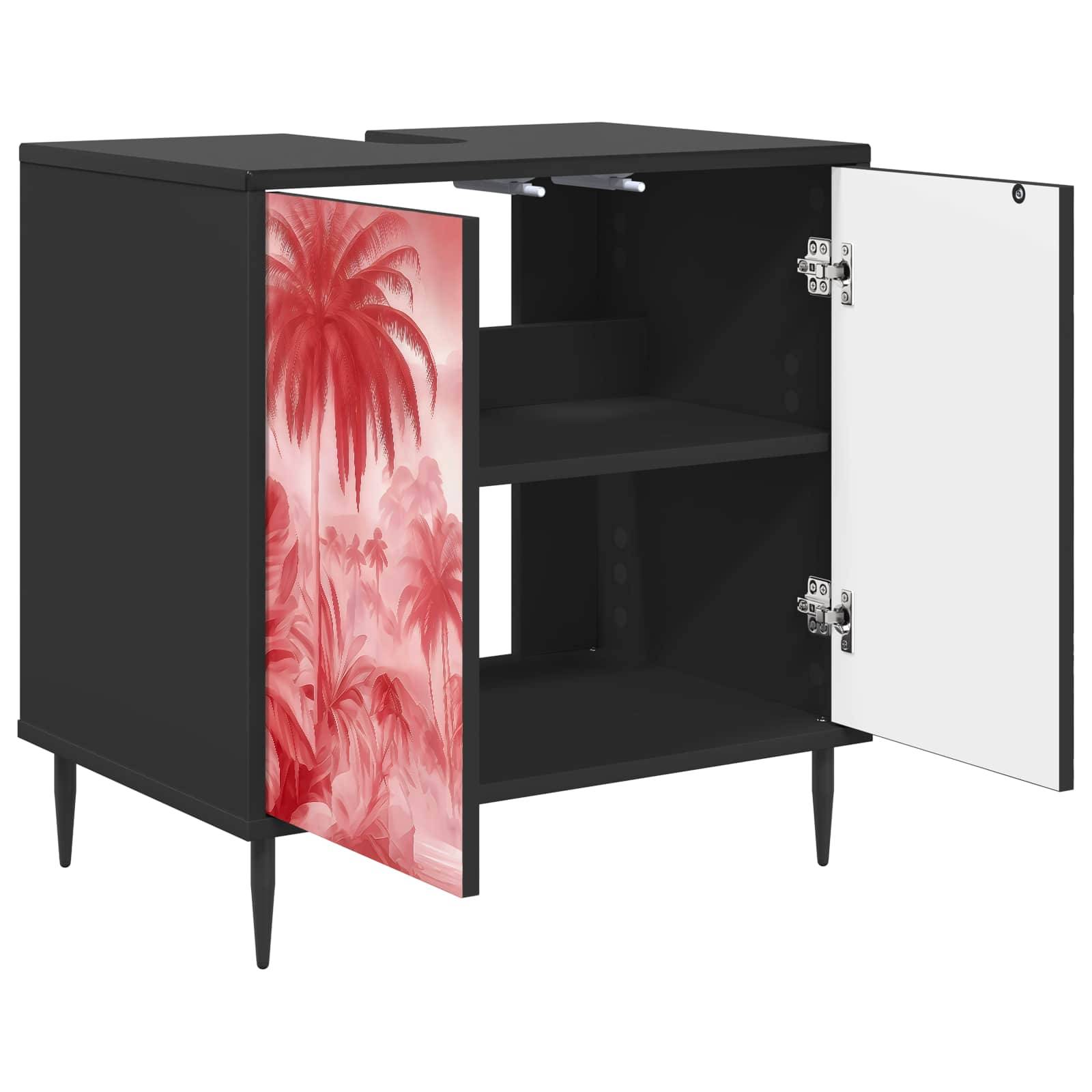 vidaXL Badezimmerschrank AACHEN Schwarz Eichen-Optik 60 x 40 x 61 cm