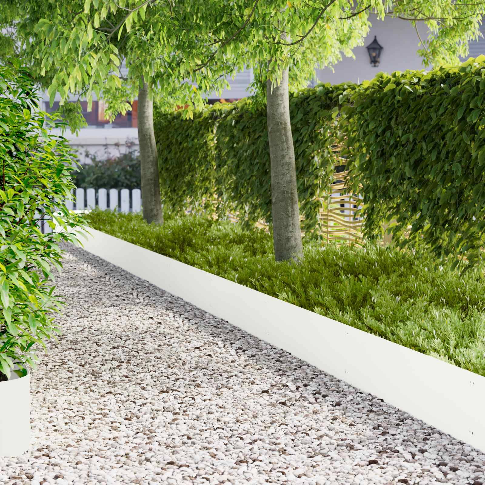 vidaXL Raseneinfassung 10 pcs 103 x 30 cm Stahl Weiß