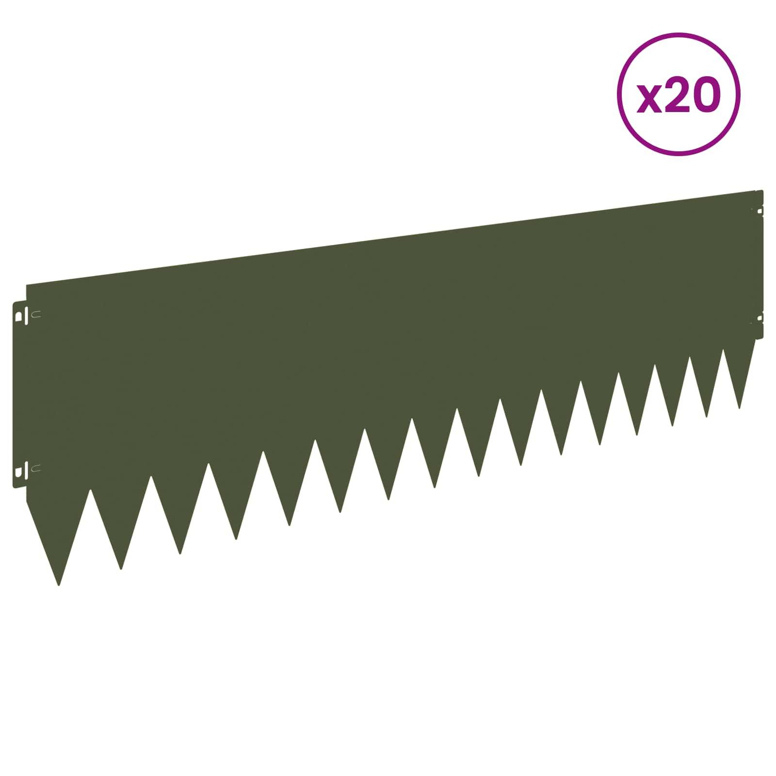vidaXL Raseneinfassung 20 pcs 103 x 30 cm Stahl Olivgrün