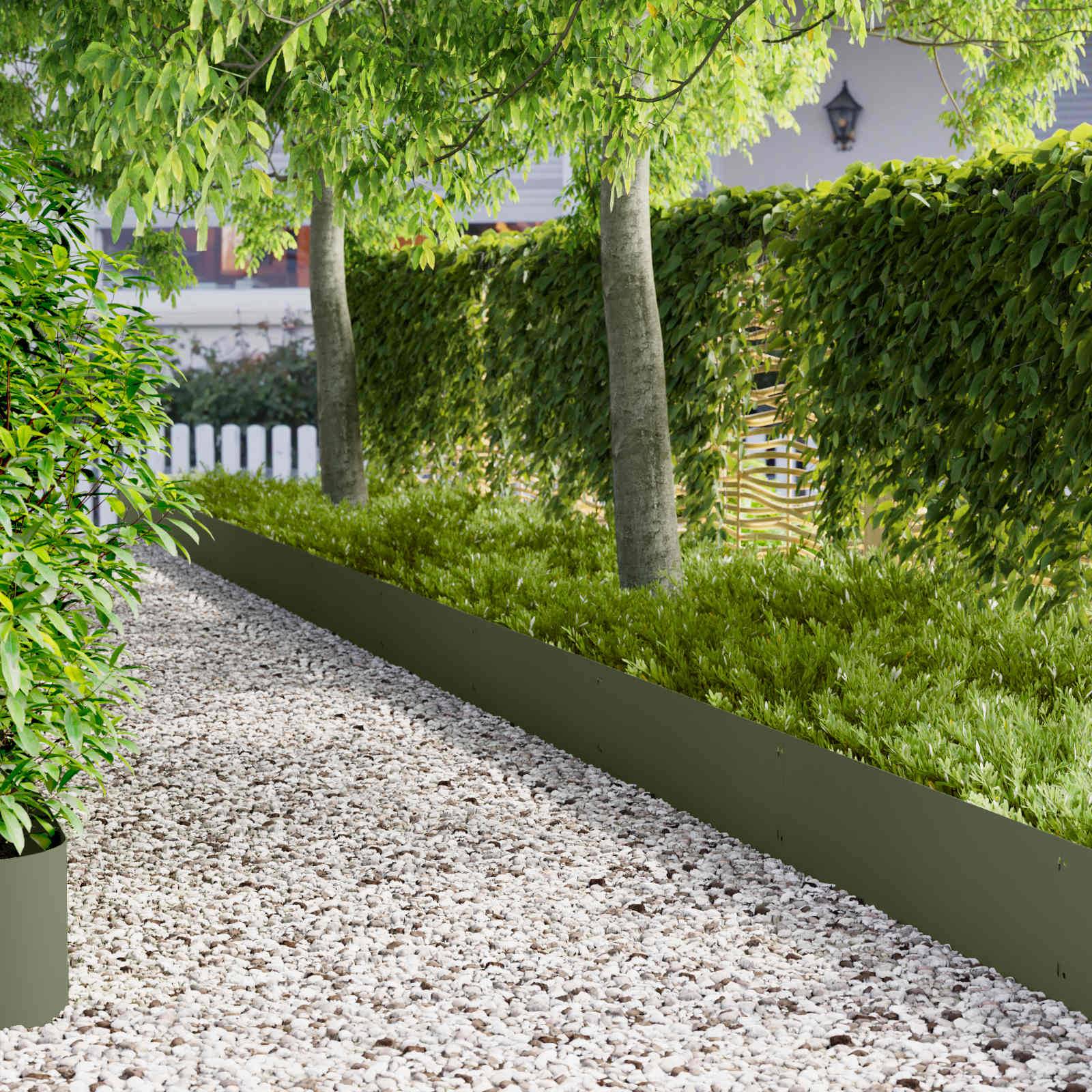 vidaXL Raseneinfassung 20 pcs 103 x 30 cm Stahl Olivgrün