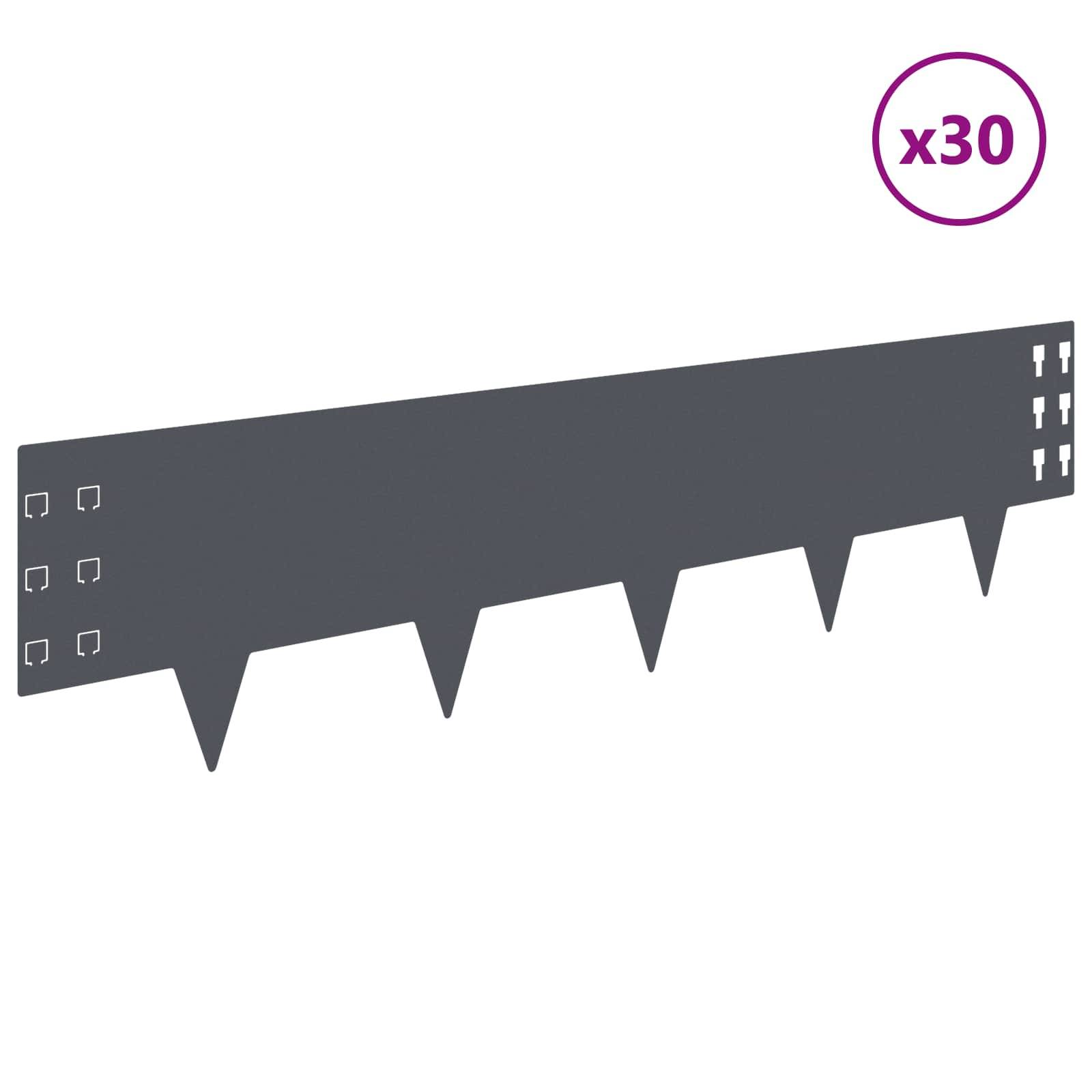 vidaXL Raseneinfassung 30 pcs 100 x 25 cm Stahl Anthrazit