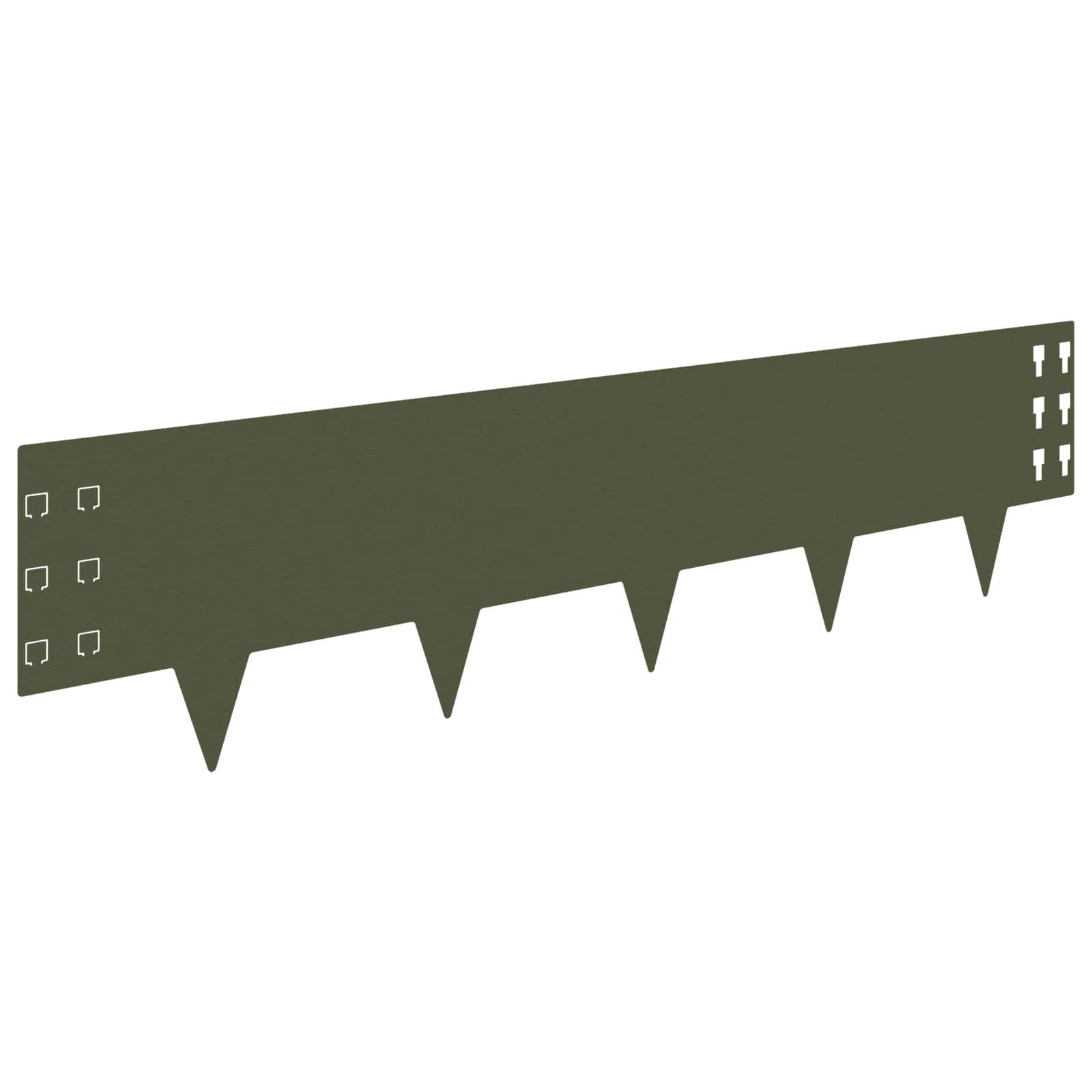 vidaXL Raseneinfassung 10 pcs 100 x 25 cm Stahl Olivgrün