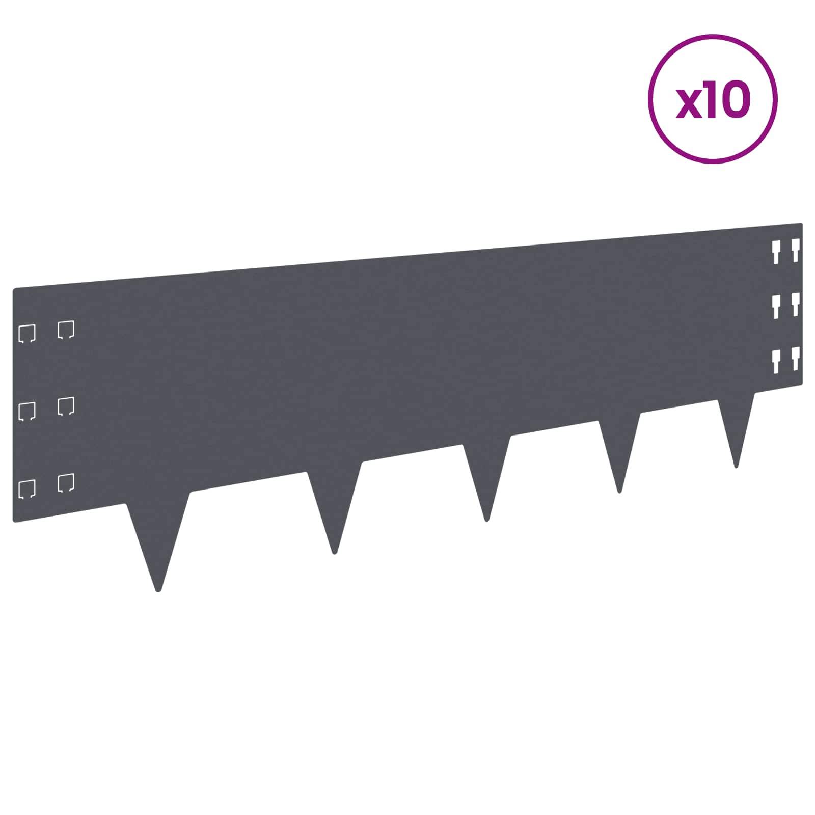 vidaXL Raseneinfassung 10 pcs 100 x 30 cm Stahl Anthrazit