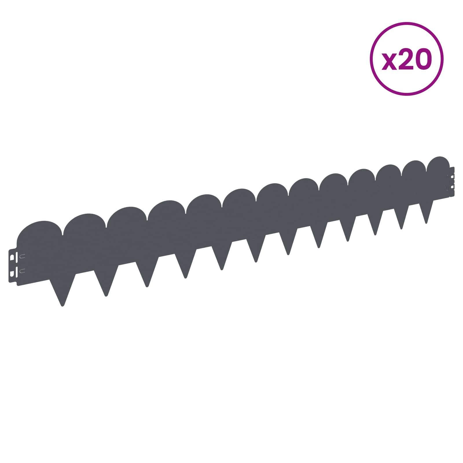 vidaXL Raseneinfassung 20 pcs 103 x 15 cm Stahl Anthrazit