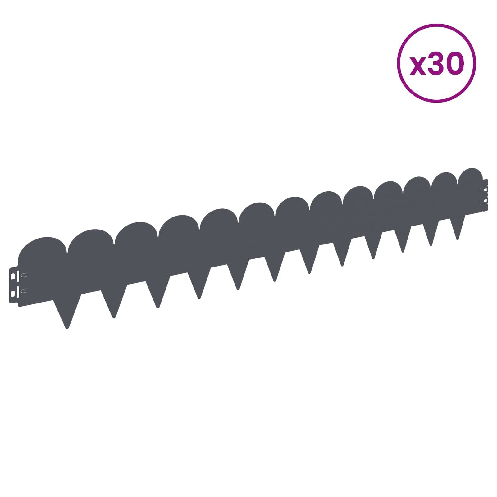 vidaXL Raseneinfassung 30 pcs 103 x 15 cm Stahl Anthrazit