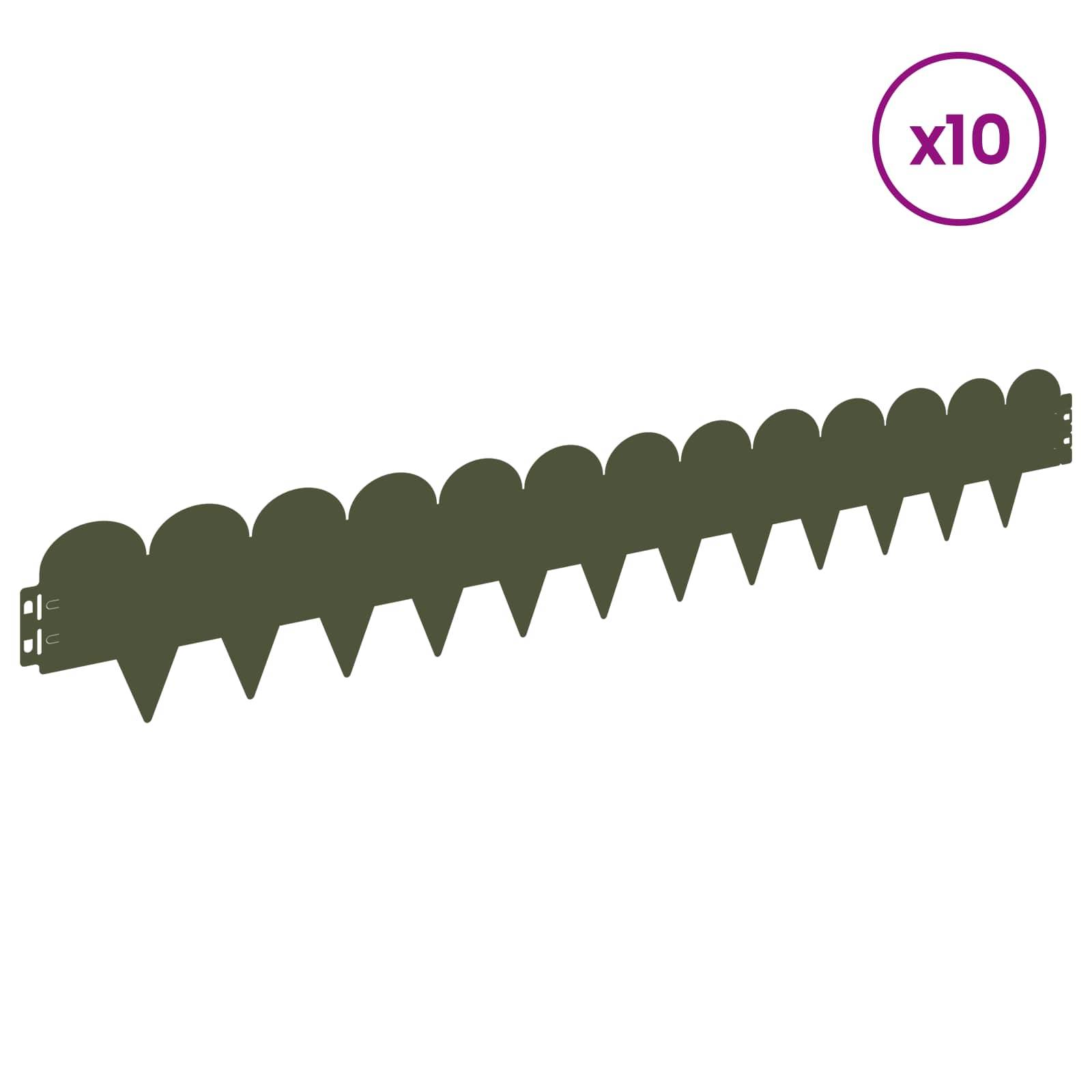 vidaXL Raseneinfassung 10 pcs 103 x 15 cm Stahl Olivgrün