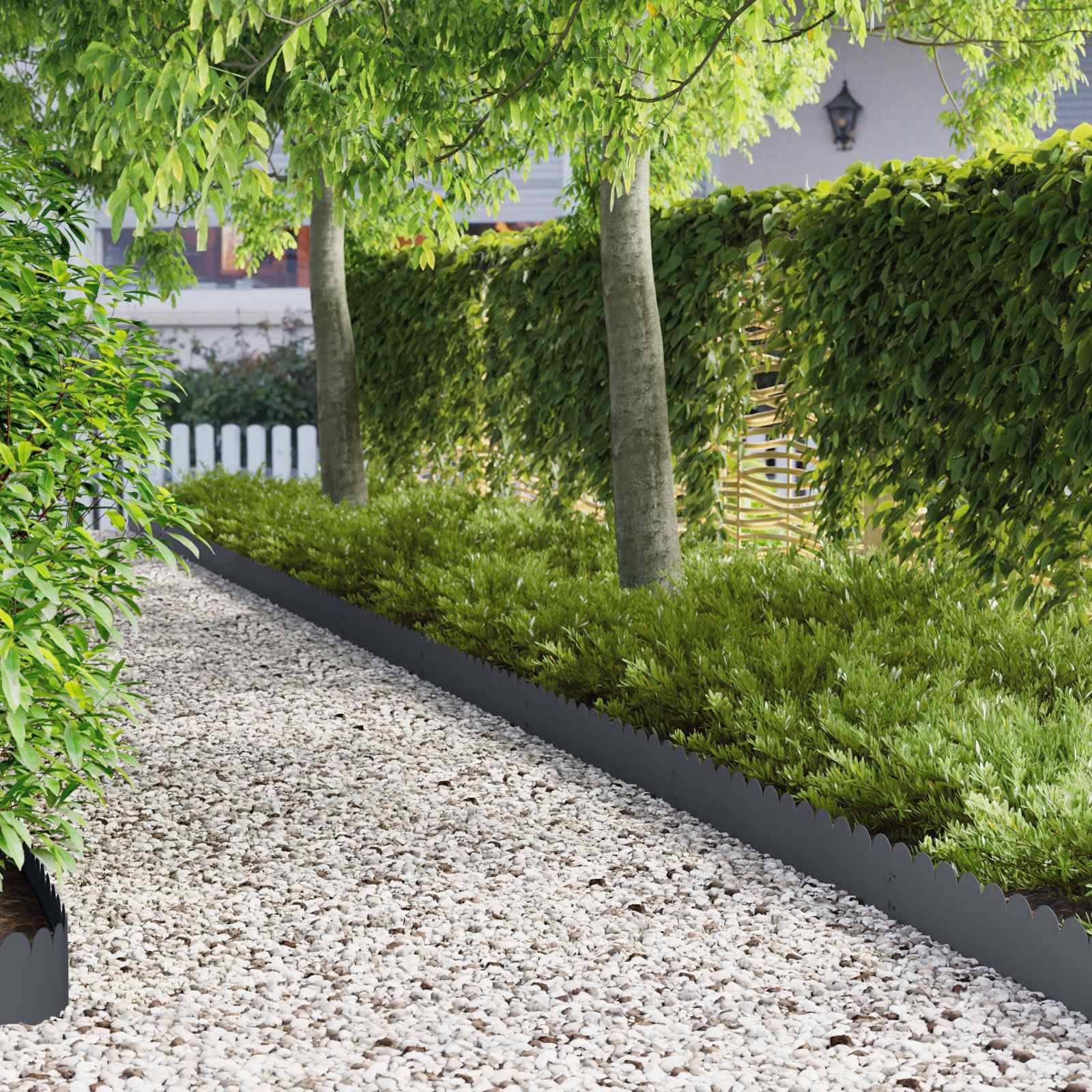 vidaXL Raseneinfassung 20 Stk. 103 x 20 cm Stahl Anthrazit