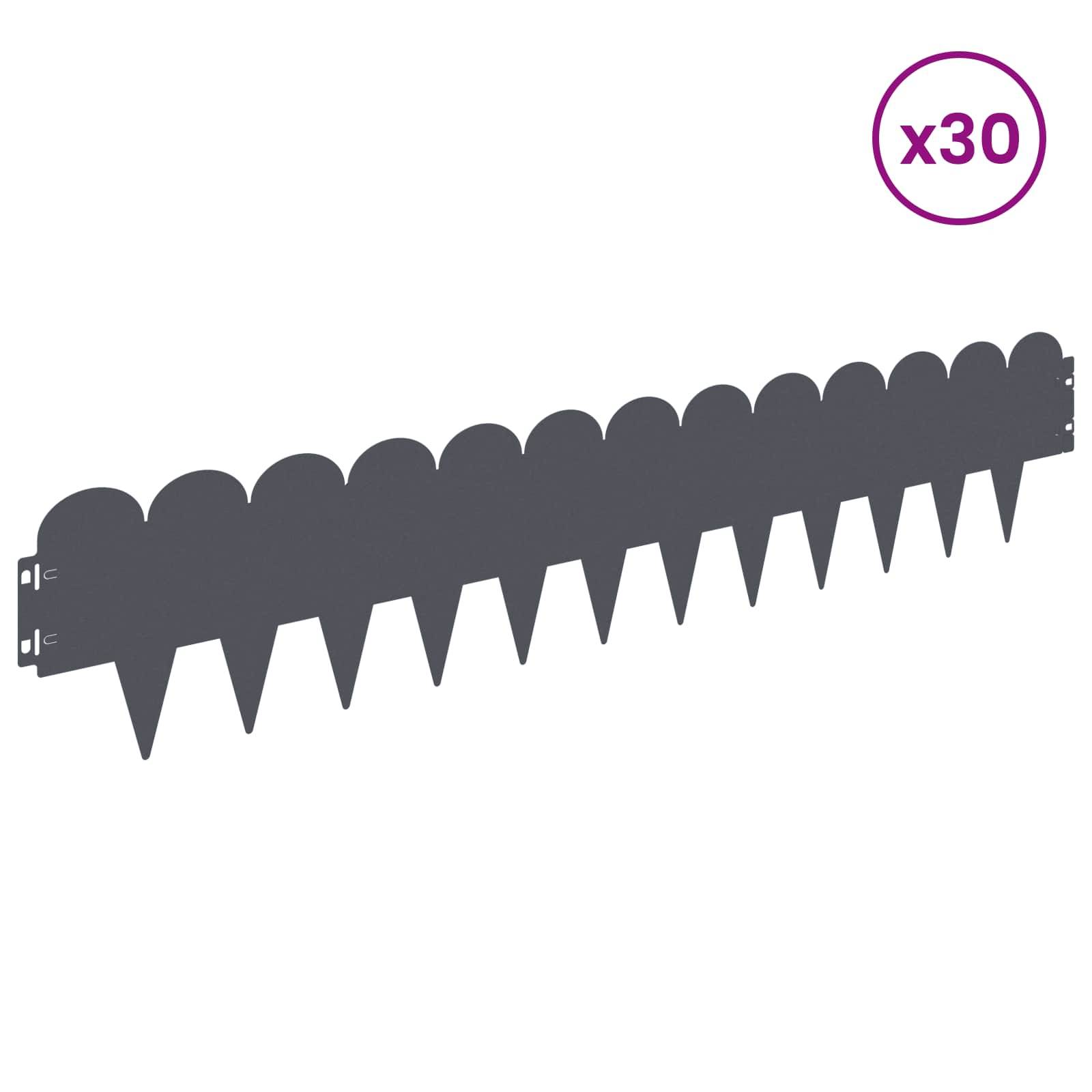 vidaXL Raseneinfassung 30 pcs 103 x 20 cm Stahl Anthrazit