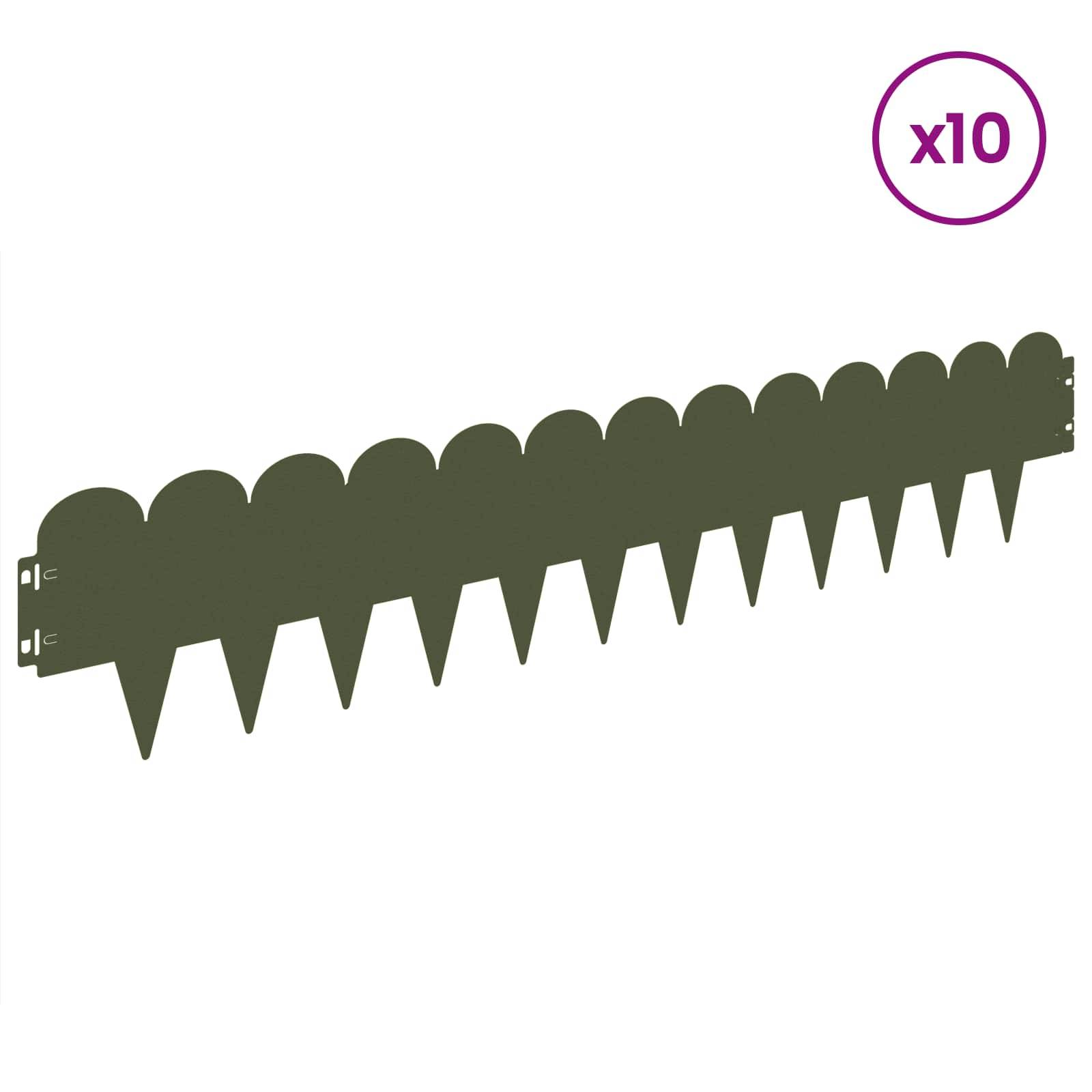 vidaXL Raseneinfassung 10 pcs 103 x 20 cm Stahl Olivgrün