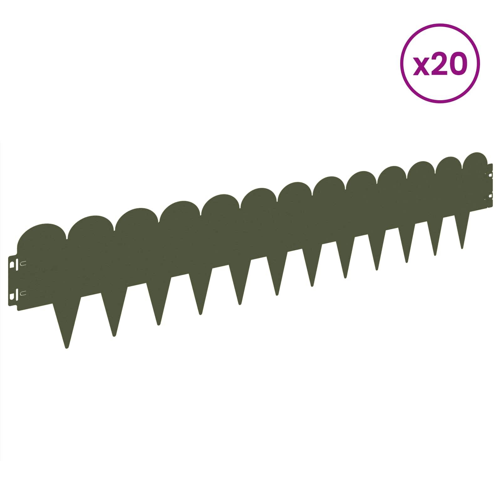 vidaXL Raseneinfassung 20 pcs 103 x 20 cm Stahl Olivgrün