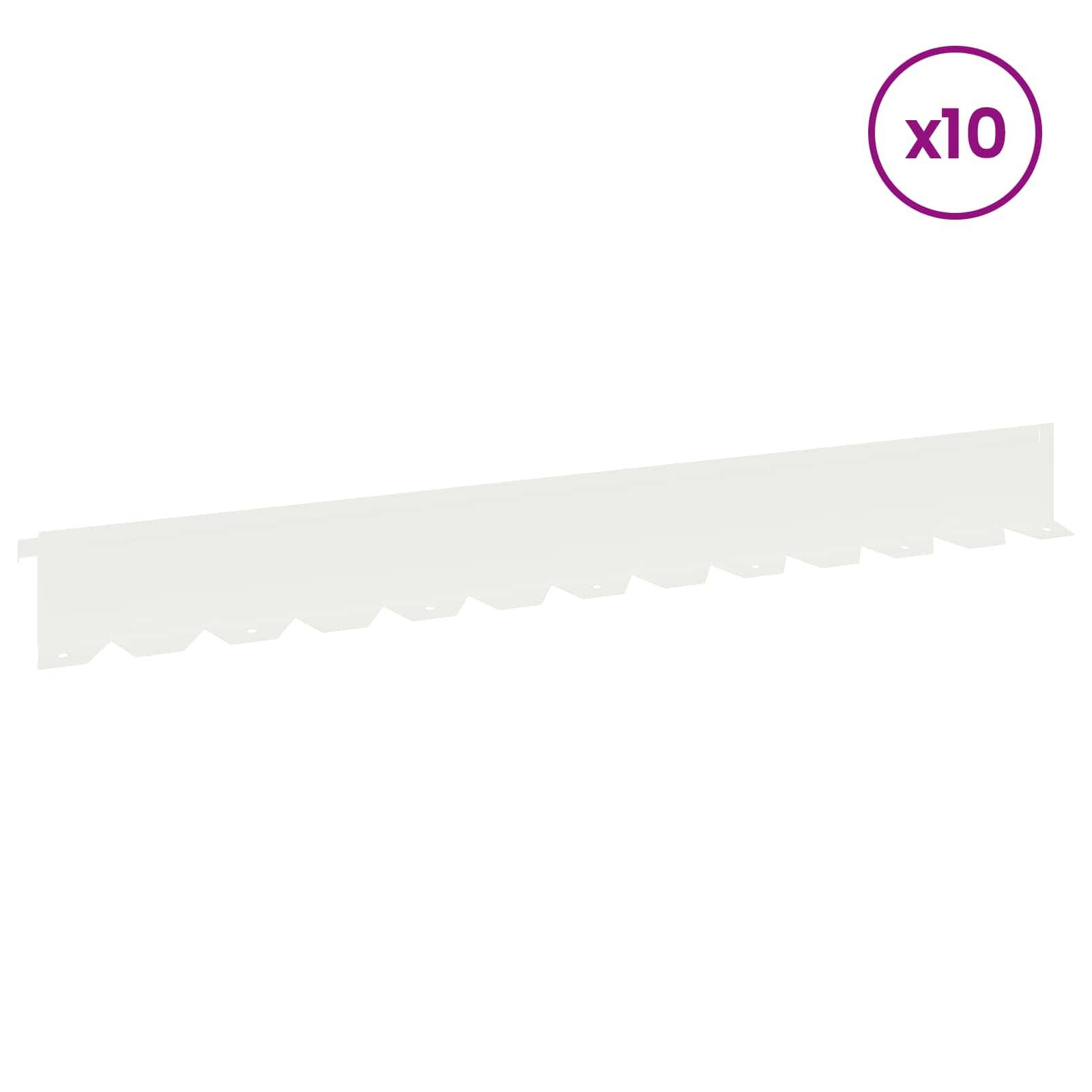 vidaXL Raseneinfassung 10 pcs 102 x 10 x 4 cm Stahl Weiß
