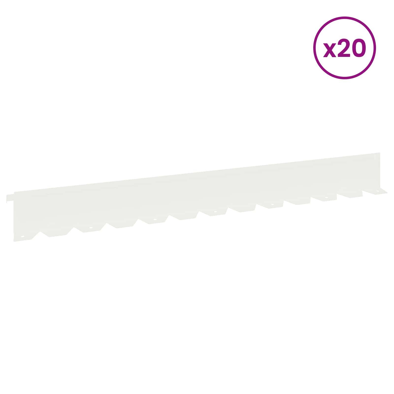 vidaXL Raseneinfassung 20 pcs 102 x 10 x 4 cm Stahl Weiß