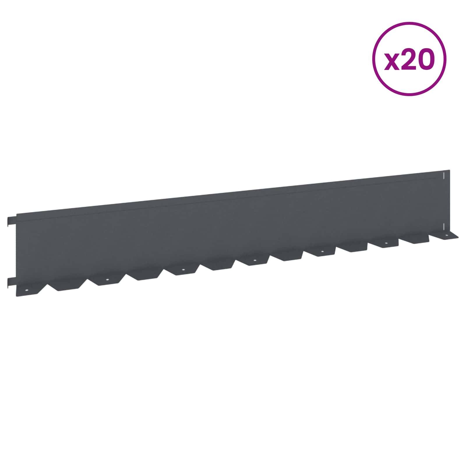vidaXL Raseneinfassung 20 pcs 102 x 15 x 4 cm Stahl Anthrazit