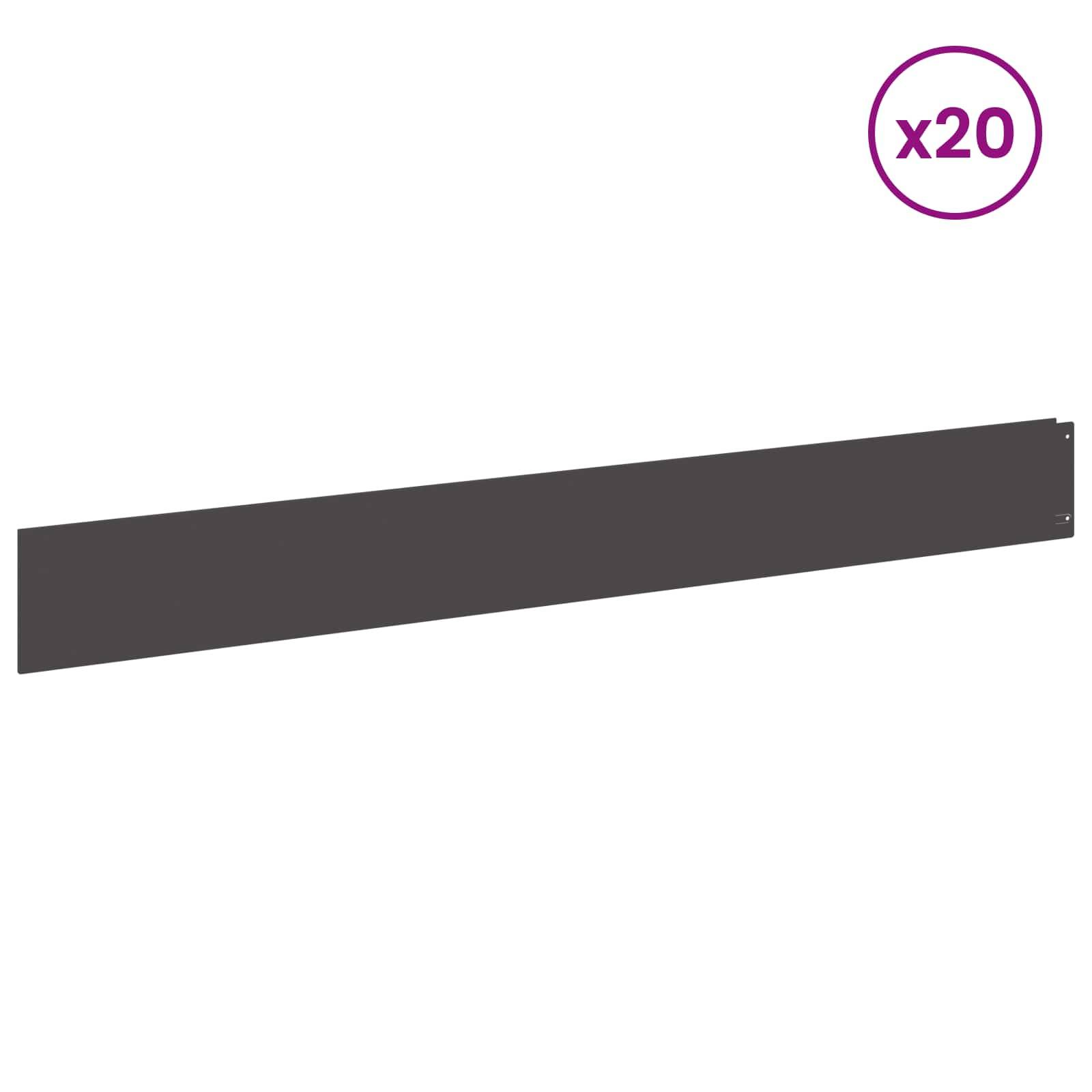 vidaXL Raseneinfassung 20 pcs 100 x 12 cm Stahl Schwarz