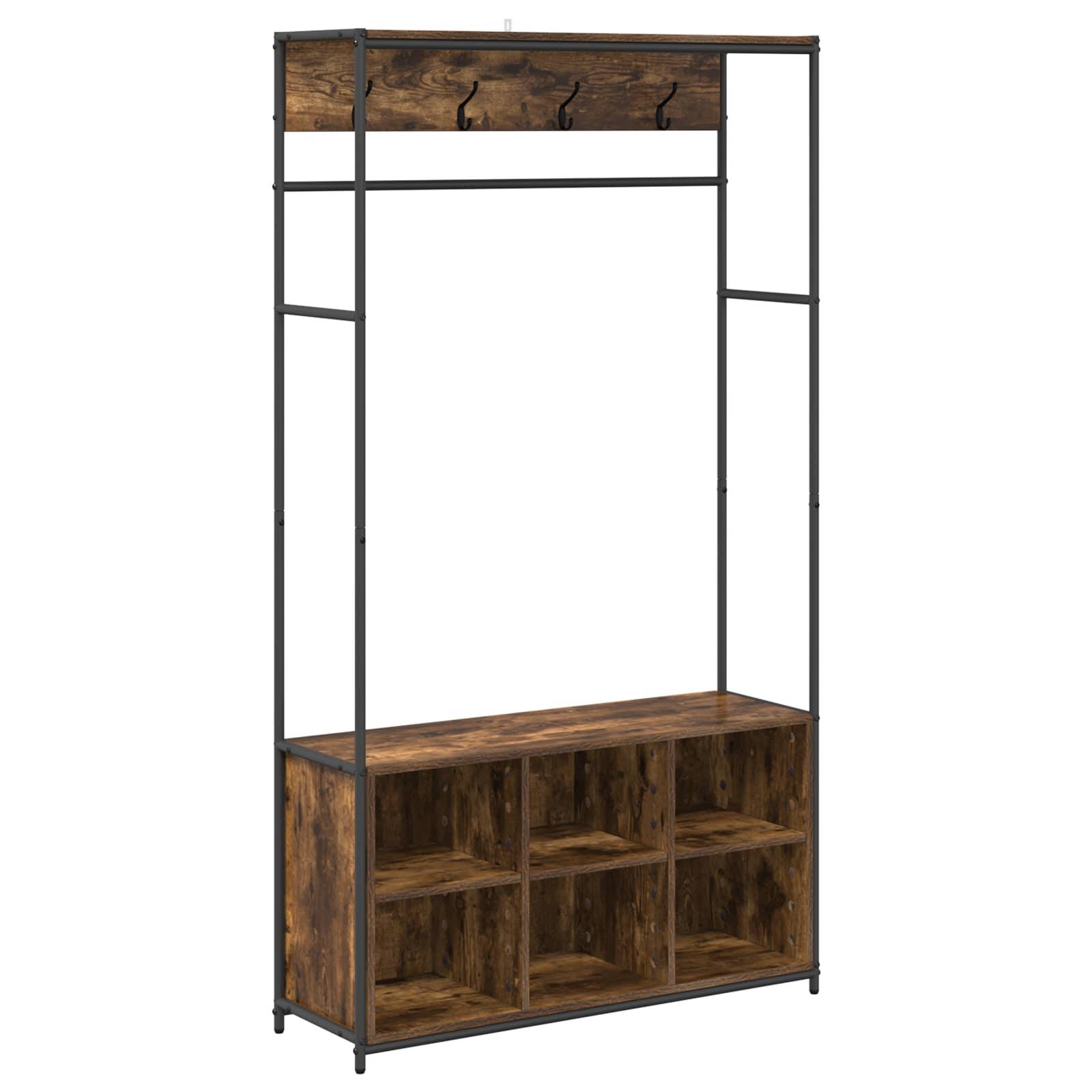 vidaXL Garderobenständer mit Schuhbank Raucheiche 100 x 32 x 180,5 cm