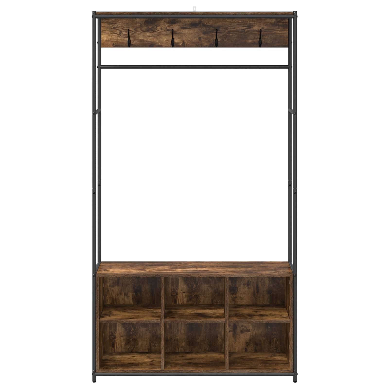 vidaXL Garderobenständer mit Schuhbank Raucheiche 100 x 32 x 180,5 cm