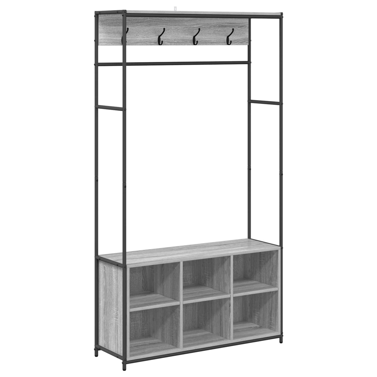 vidaXL Garderobenständer mit Schuhbank Sonoma-Grau 100 x 32 x 180,5 cm