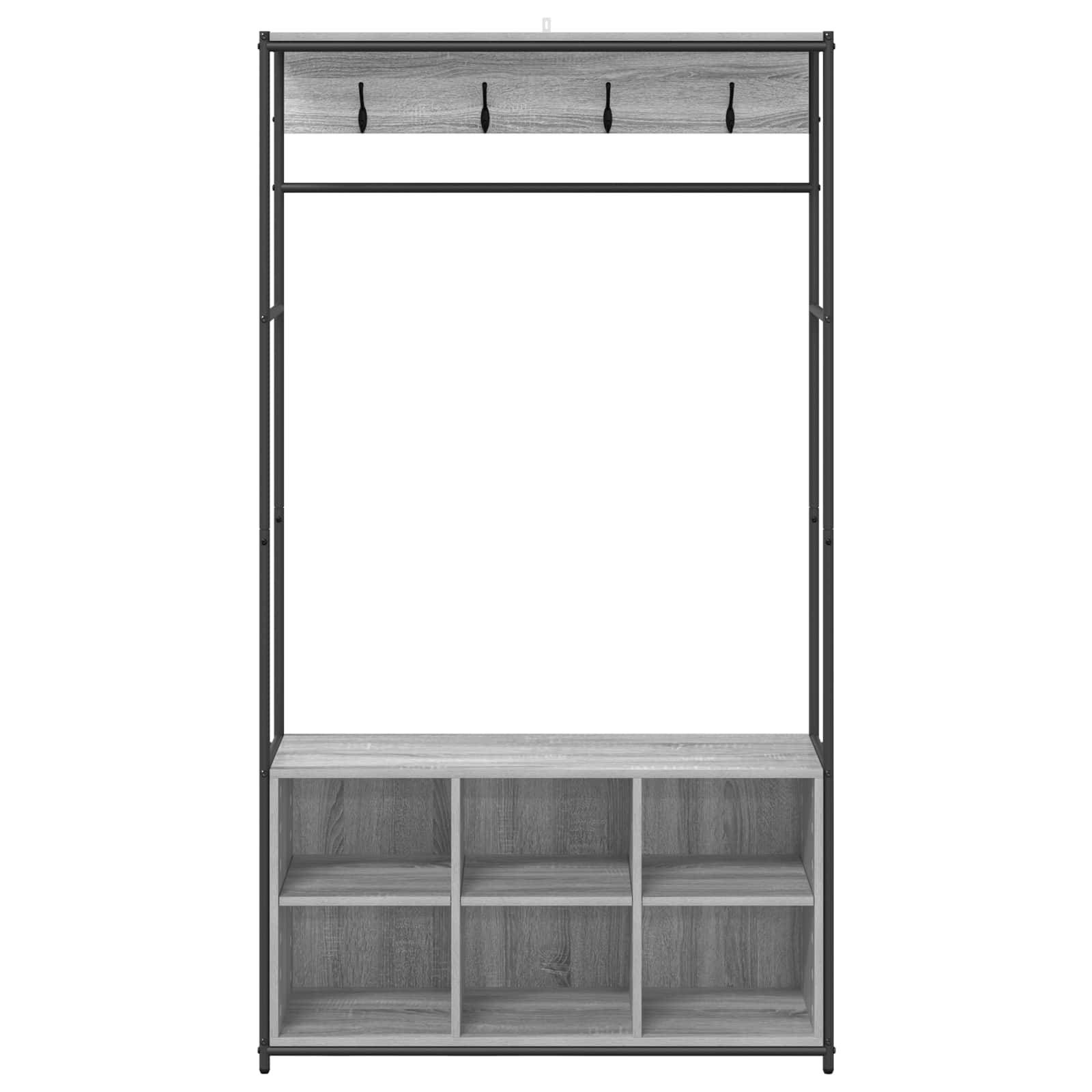 vidaXL Garderobenständer mit Schuhbank Sonoma-Grau 100 x 32 x 180,5 cm