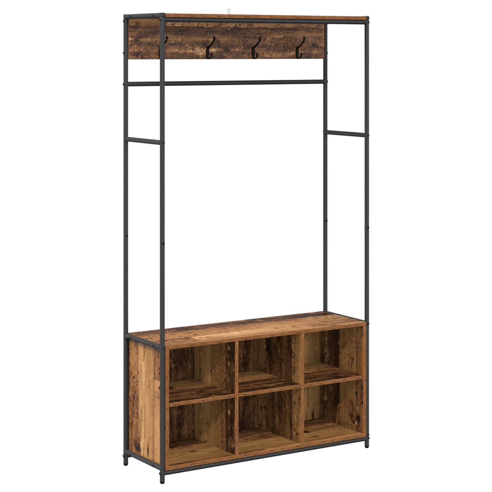 vidaXL Garderobenständer mit Schuhbank Altholz 100 x 32 x 180,5 cm