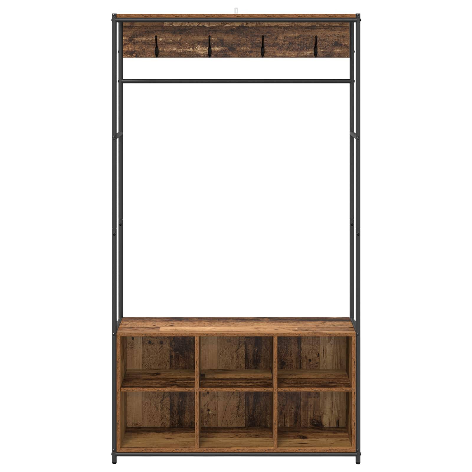 vidaXL Garderobenständer mit Schuhbank Altholz 100 x 32 x 180,5 cm