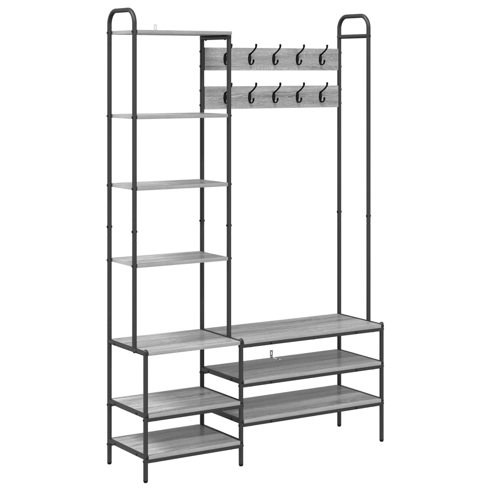 vidaXL Garderobenständer mit Schuhbank Sonoma-Grau 120,5 x 34 x 190 cm