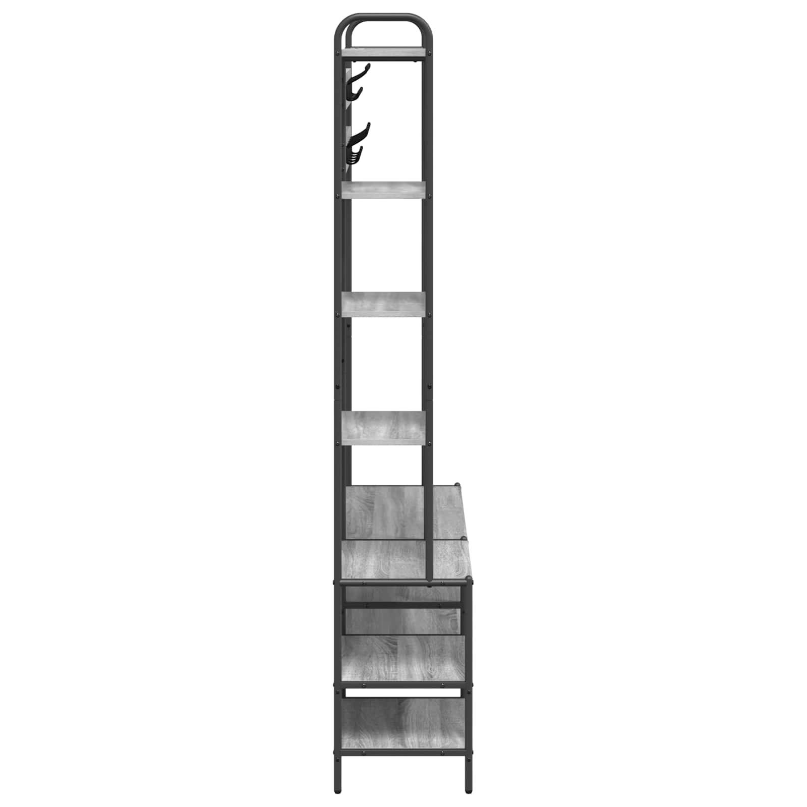 vidaXL Garderobenständer mit Schuhbank Sonoma-Grau 120,5 x 34 x 190 cm