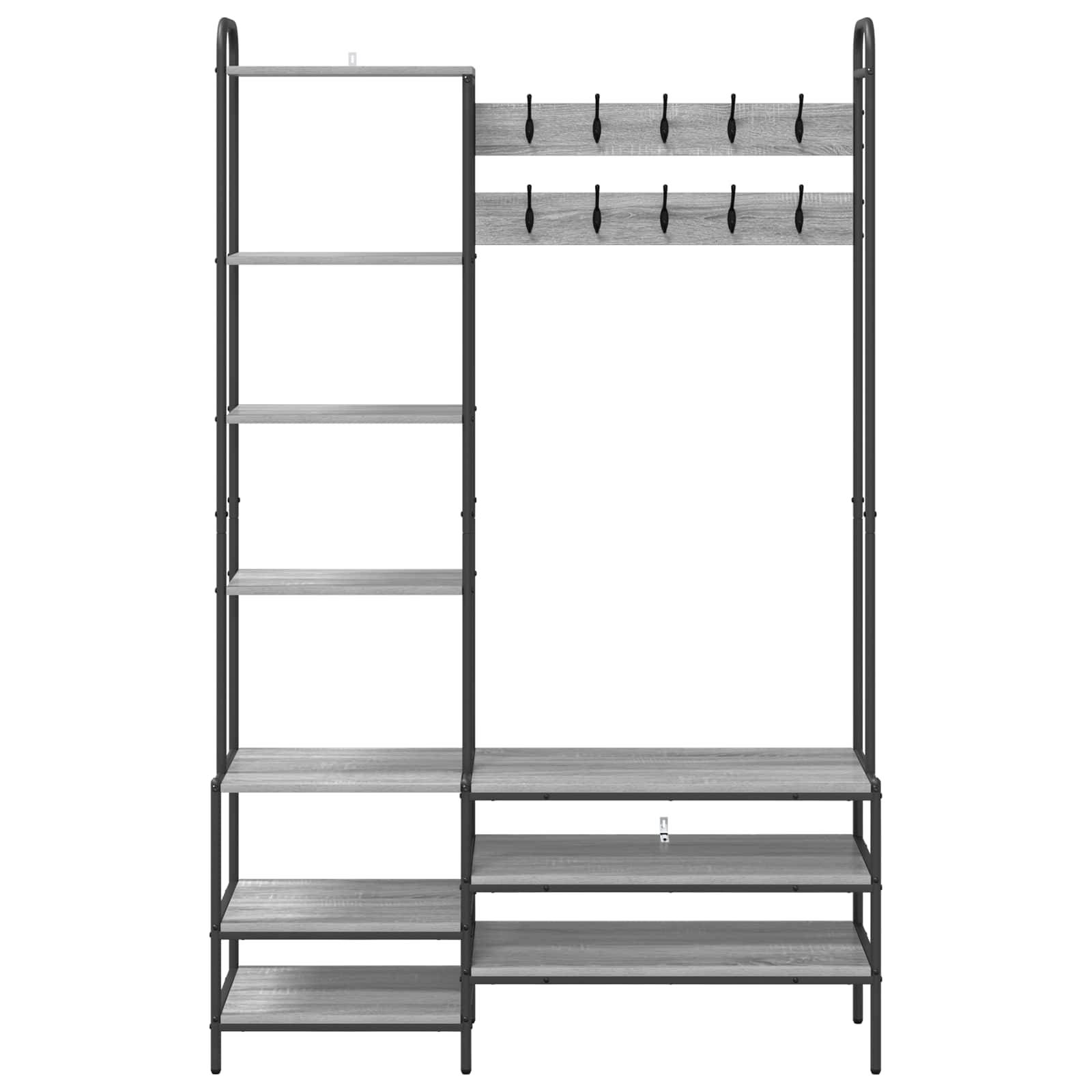 vidaXL Garderobenständer mit Schuhbank Sonoma-Grau 120,5 x 34 x 190 cm