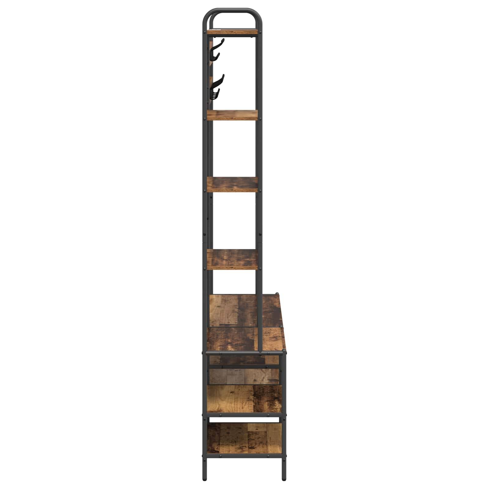 vidaXL Garderobenständer mit Schuhbank Altholz 120,5 x 34 x 190 cm
