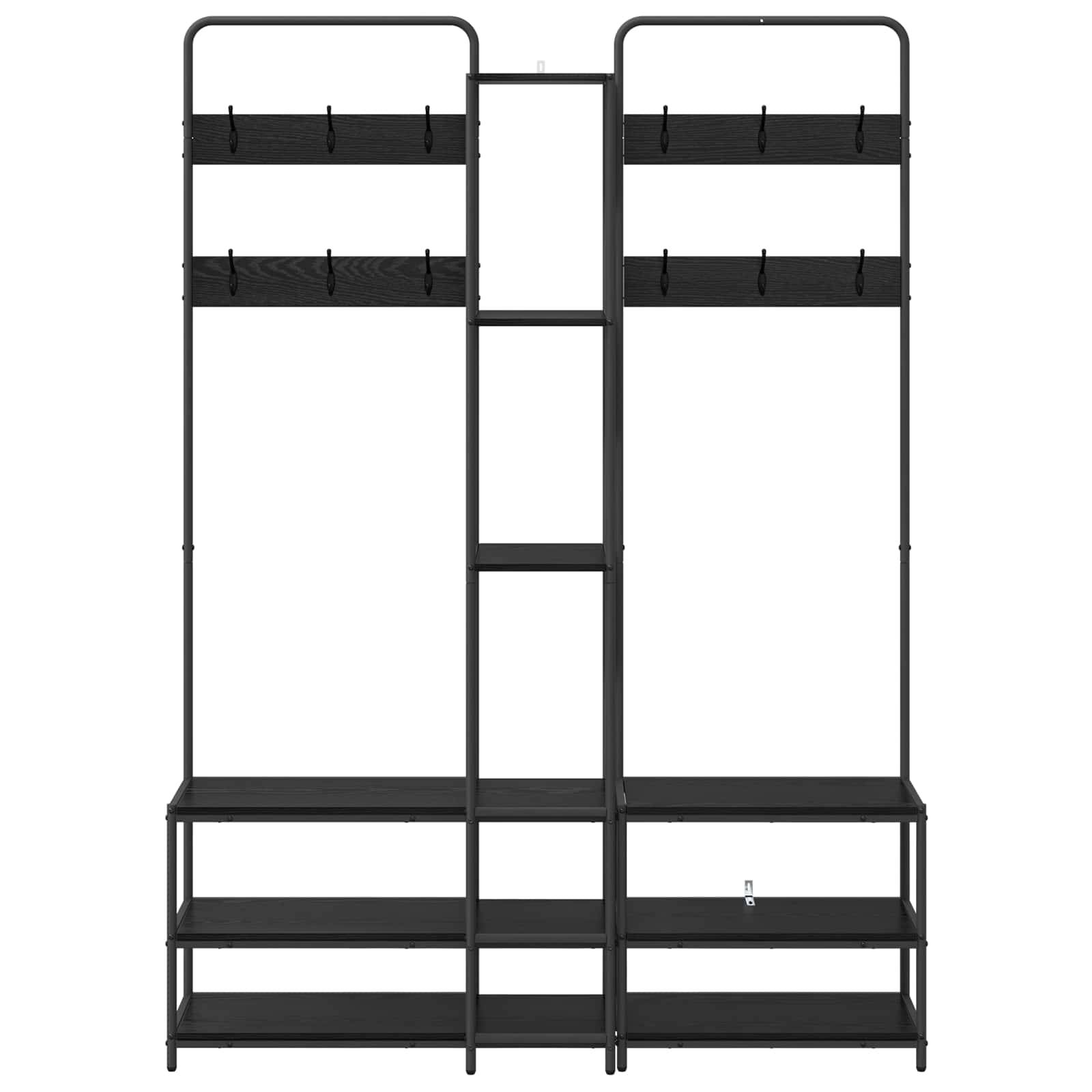 vidaXL Garderobenständer mit Schuhbank Schwarz Eichen-Optik
