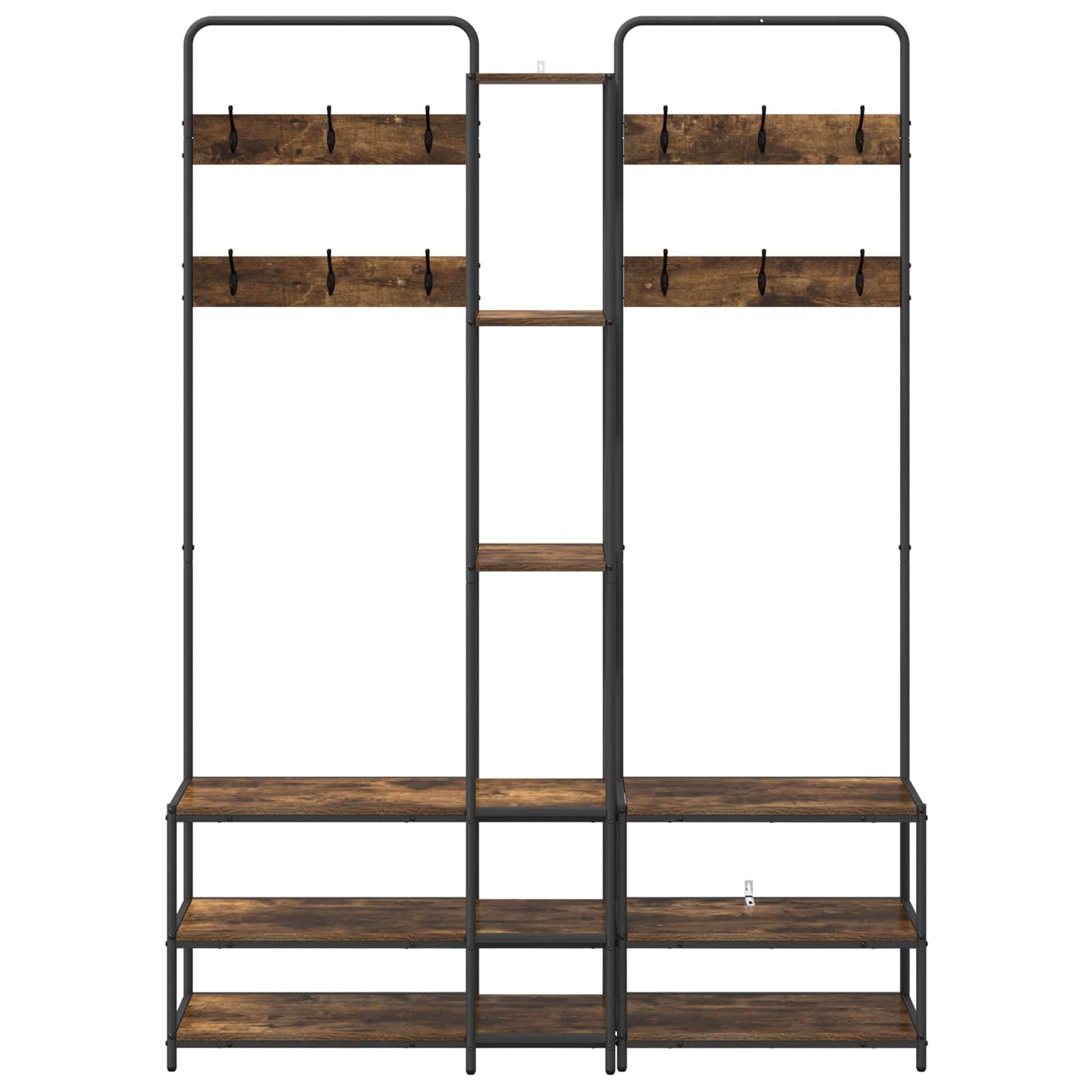 vidaXL Garderobenständer mit Schuhbank Raucheiche 143 x 30 x 199,5 cm