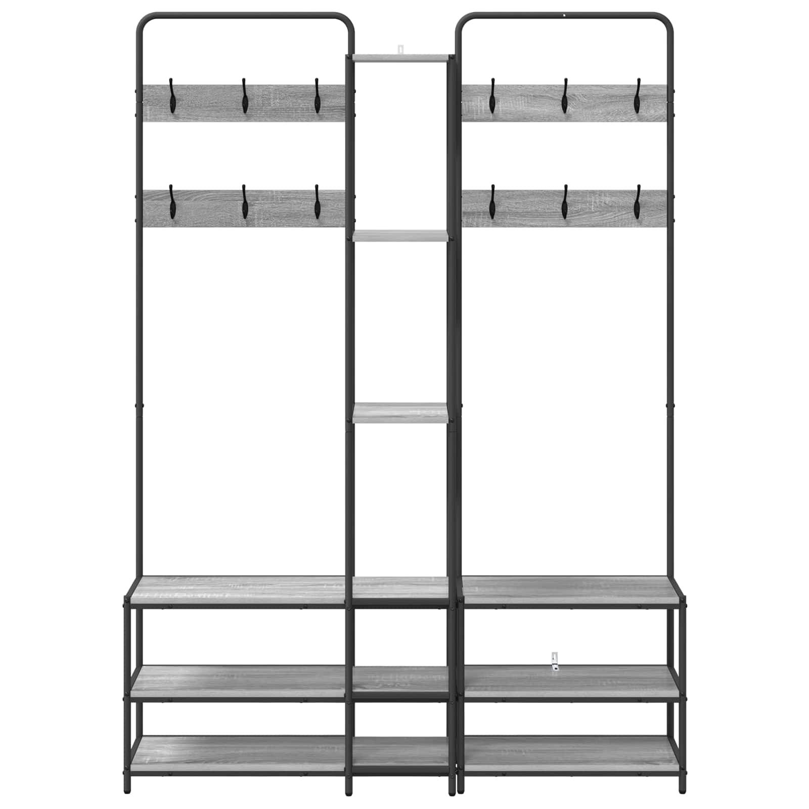 vidaXL Garderobenständer mit Schuhbank Sonoma-Grau 143 x 30 x 199,5 cm