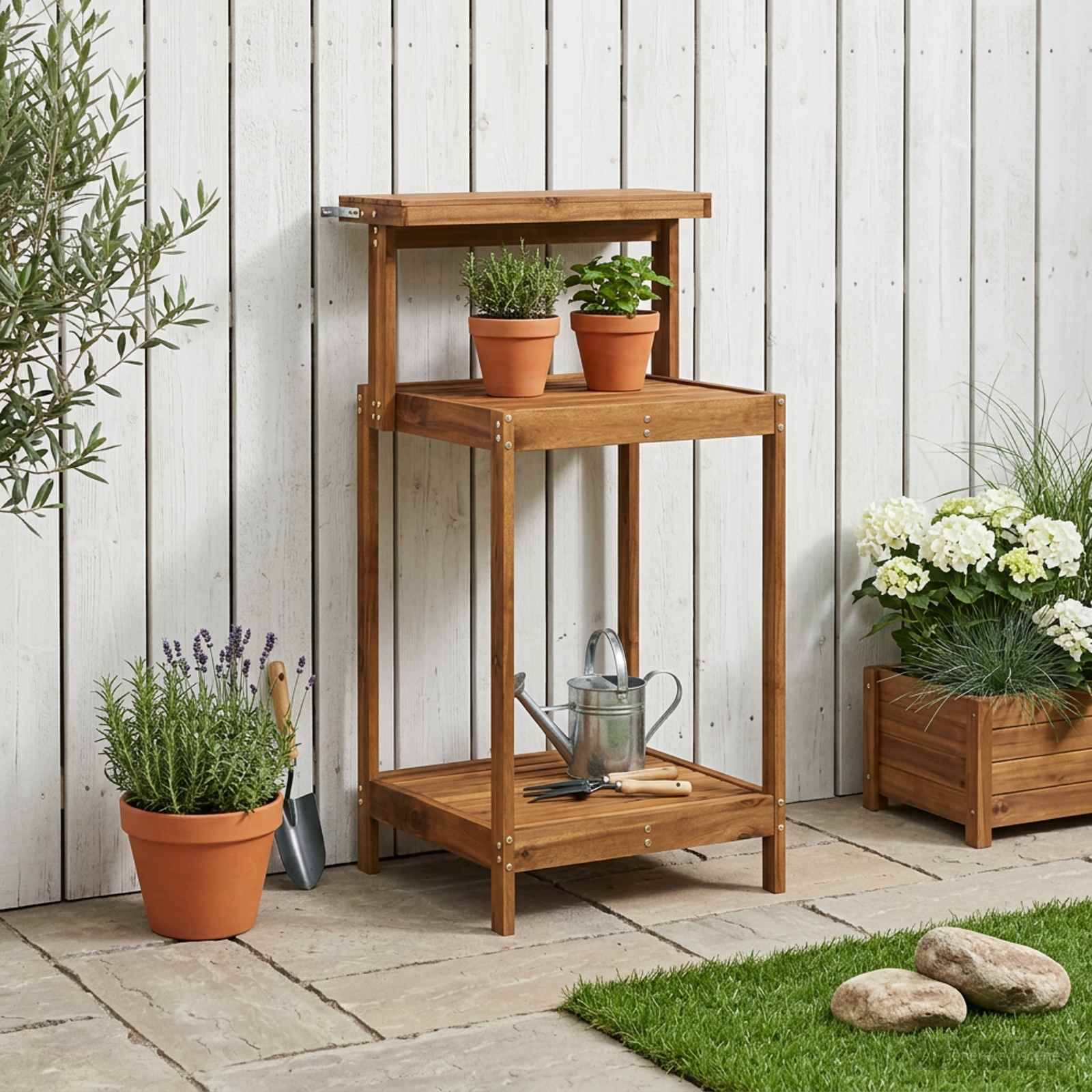 vidaXL Outdoor Umtopfbank 56,5 x 48,5 x 107 cm Massivholz Akazie Natur