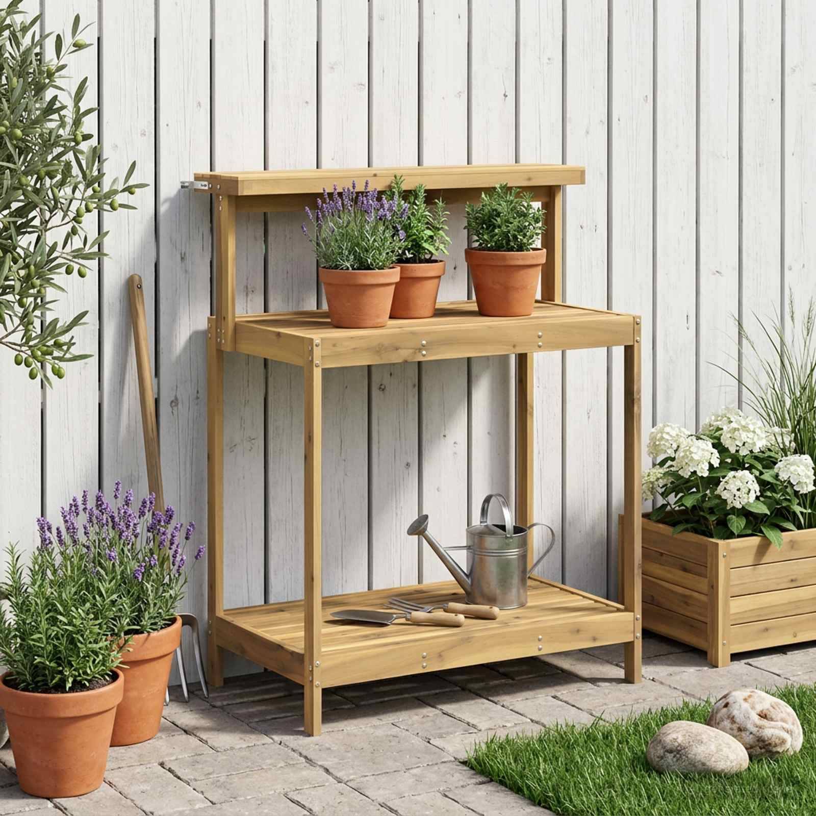 vidaXL Outdoor Umtopfbank 86,5 x 48,5 x 106 cm Massivholz Akazie Weiß